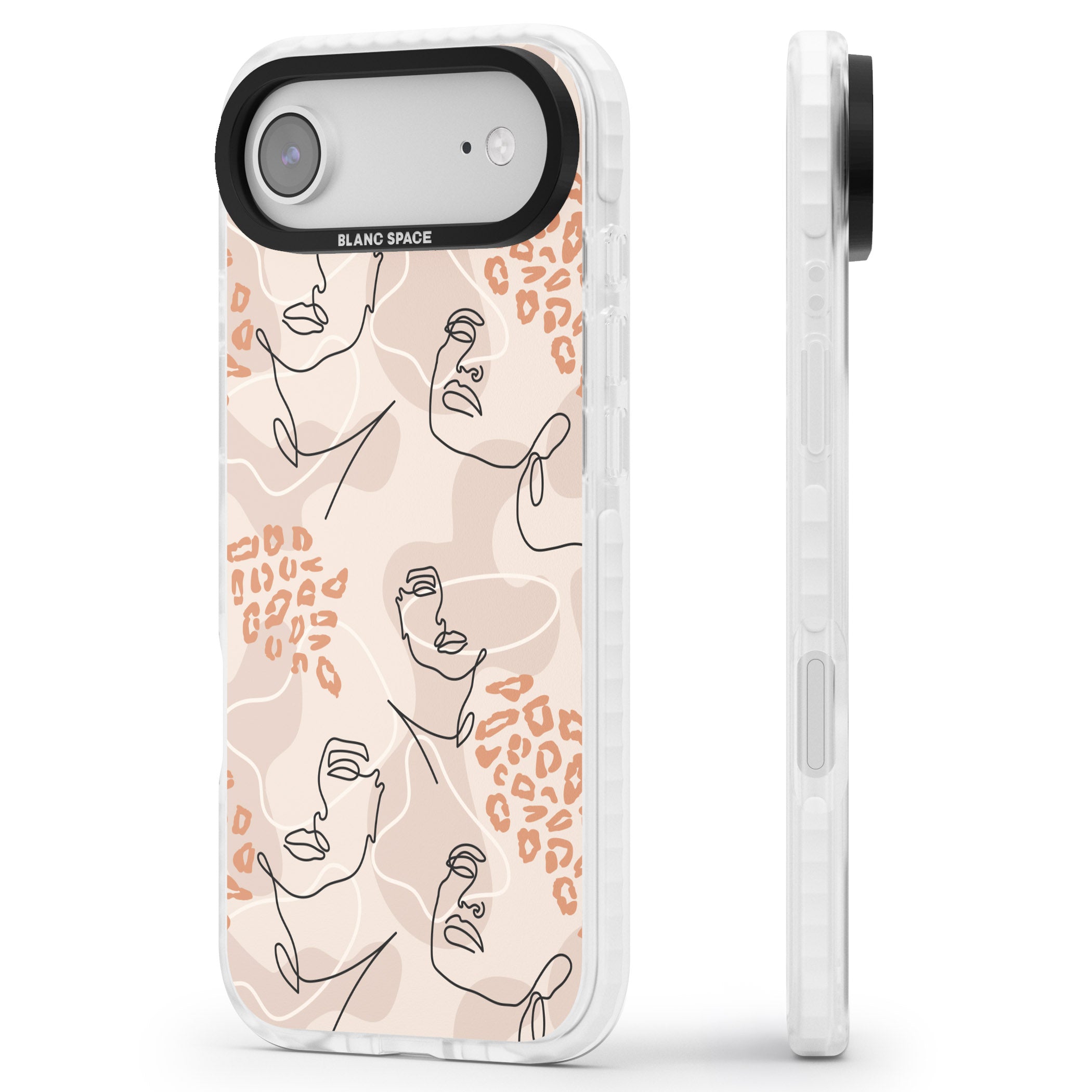 Abstract Faces Leopard iPhone 17 Air Impact Pro Clear Phone Case Side Profile
