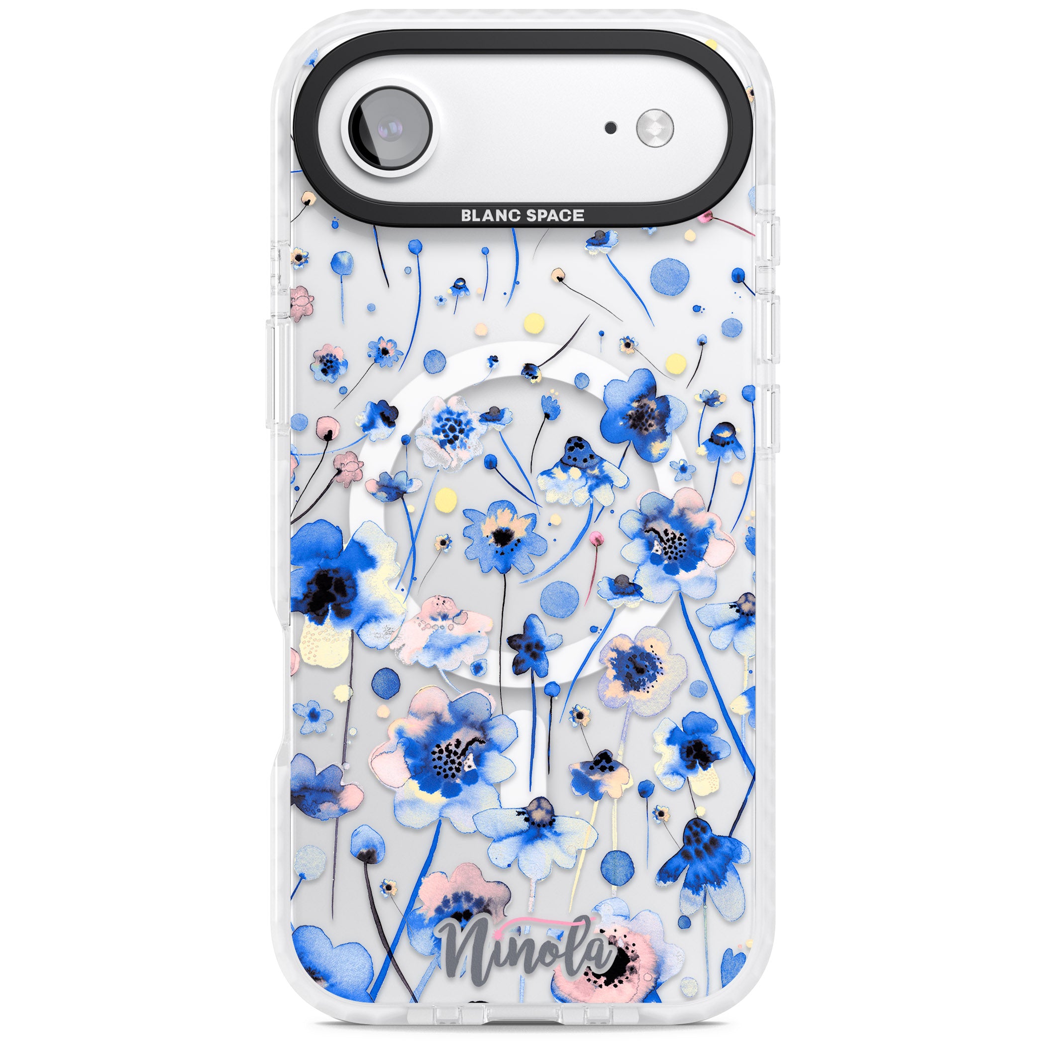 Ink Flowers Blue iPhone 17 Air Impact Pro Clear Phone Case