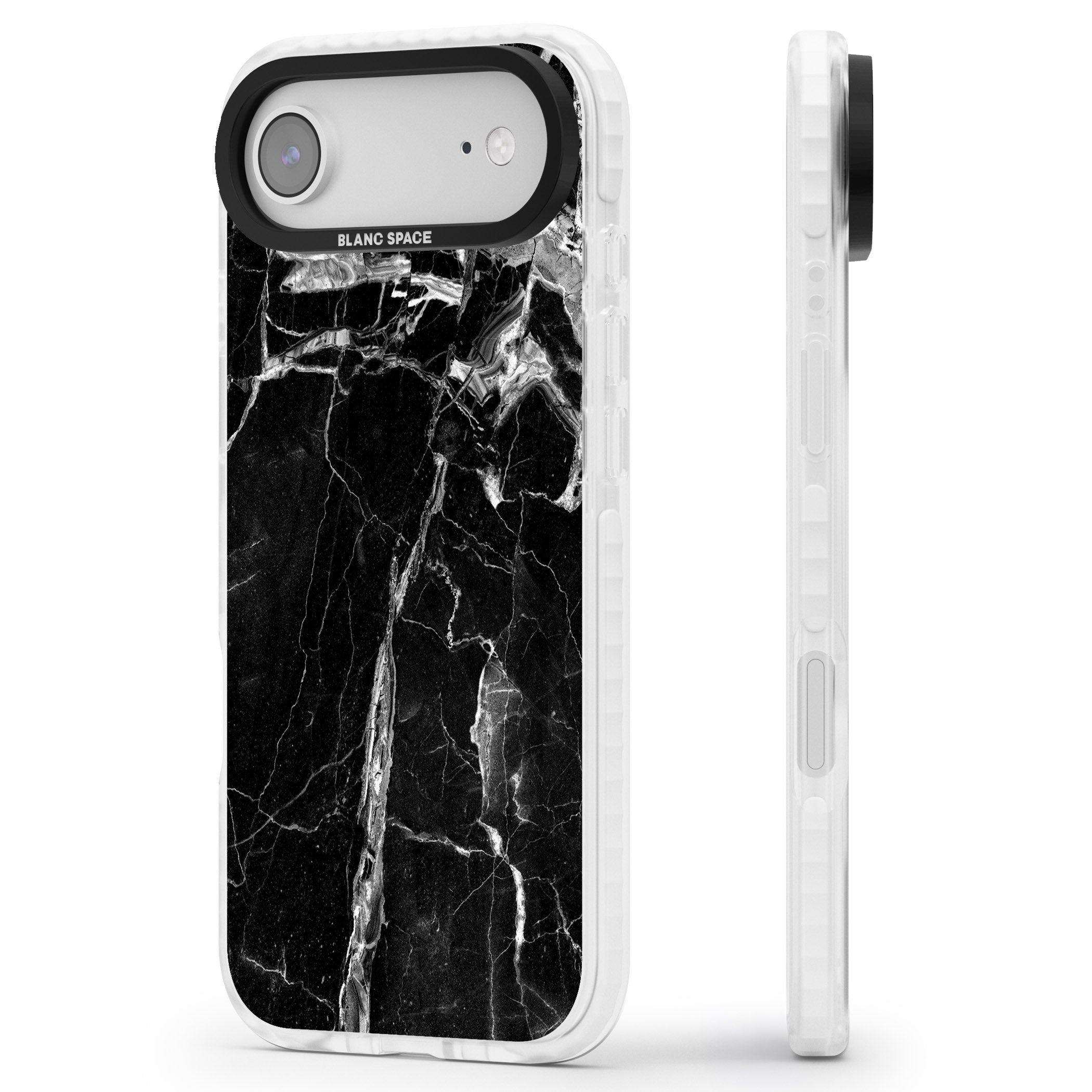 Black Onyx Marble iPhone 17 Air Impact Pro Clear Phone Case Side Profile
