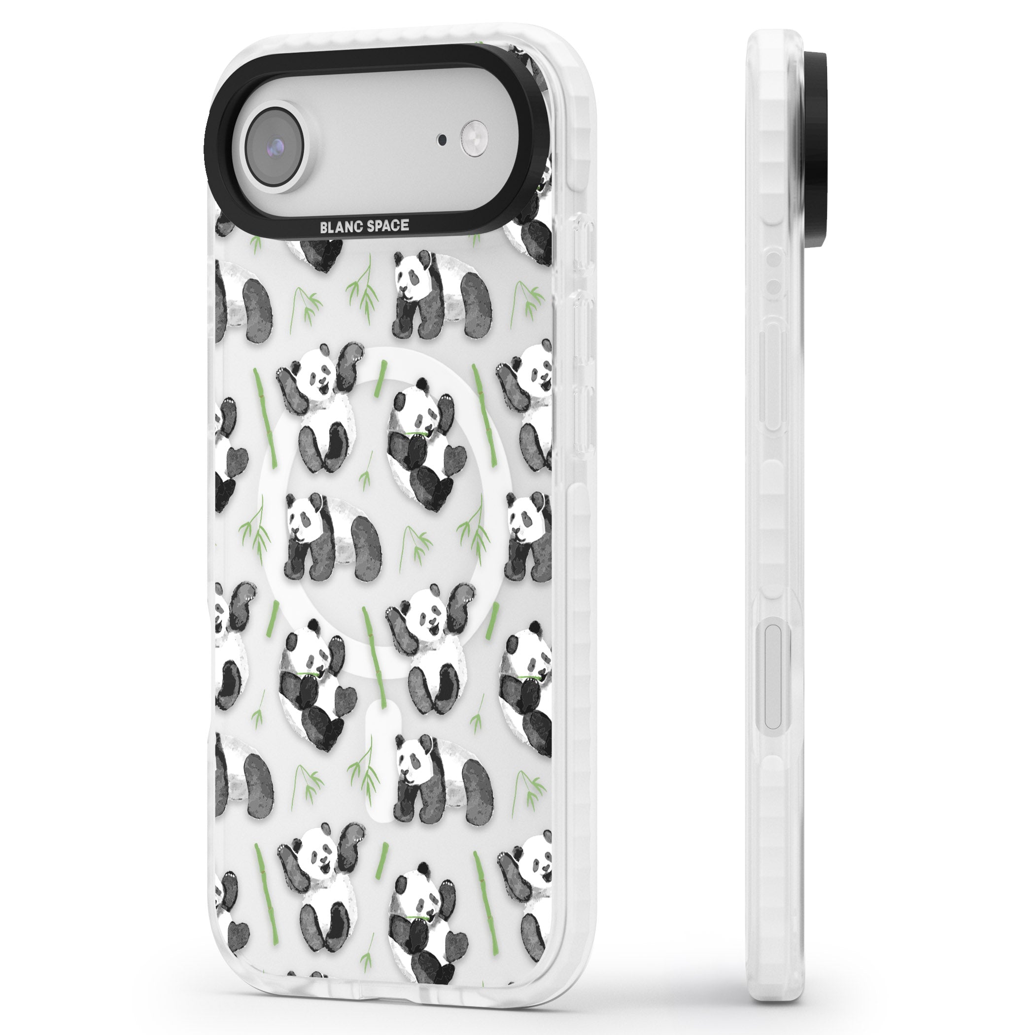 Watercolour Panda Pattern iPhone 17 Air Impact Pro Clear Phone Case Side Profile
