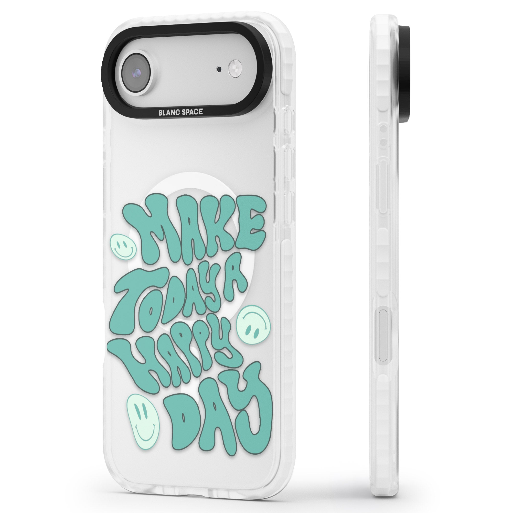 Make Today A Happy Day iPhone 17 Air Impact Pro Clear Phone Case Side Profile