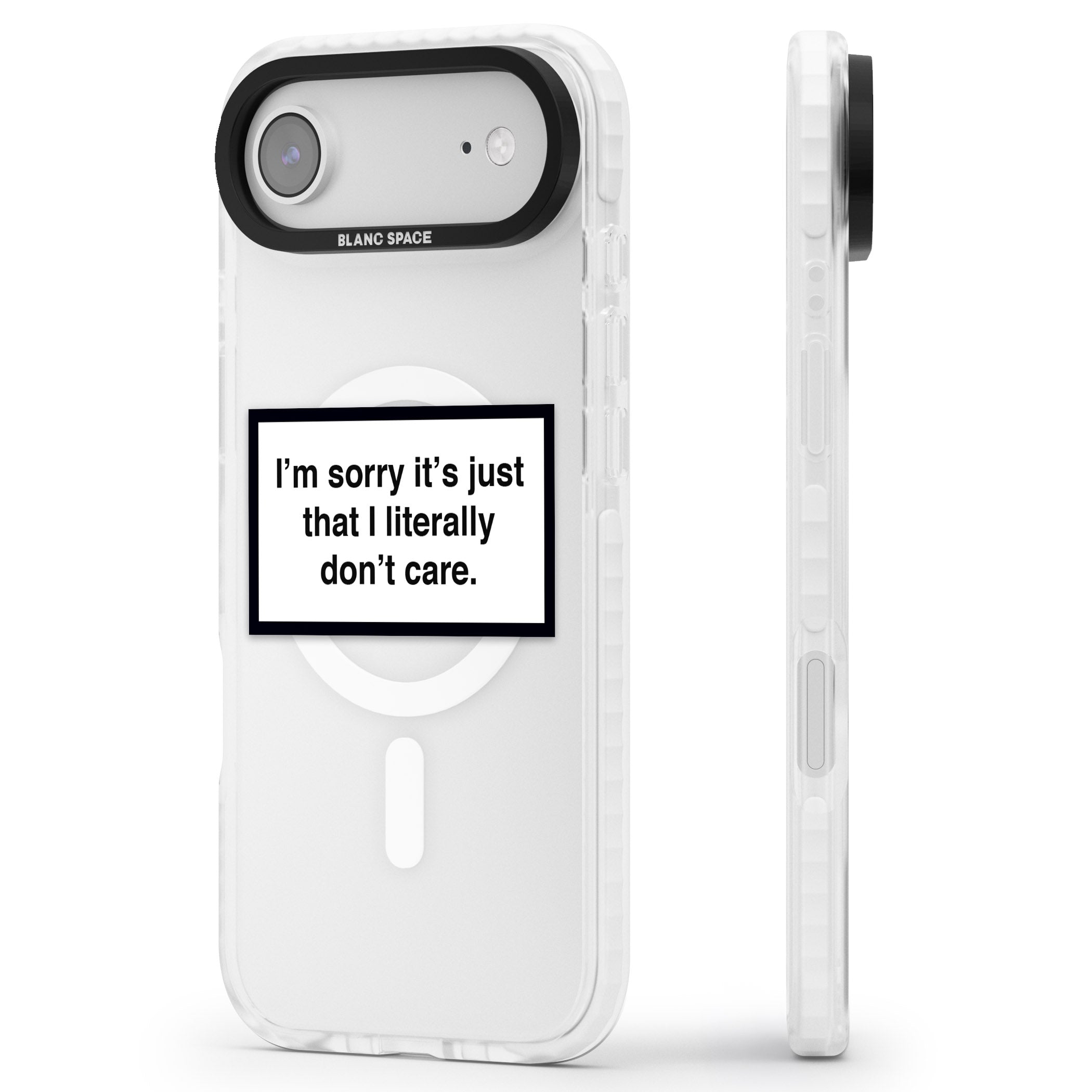 Literally Don'T Care iPhone 17 Air Impact Pro Clear Phone Case Side Profile
