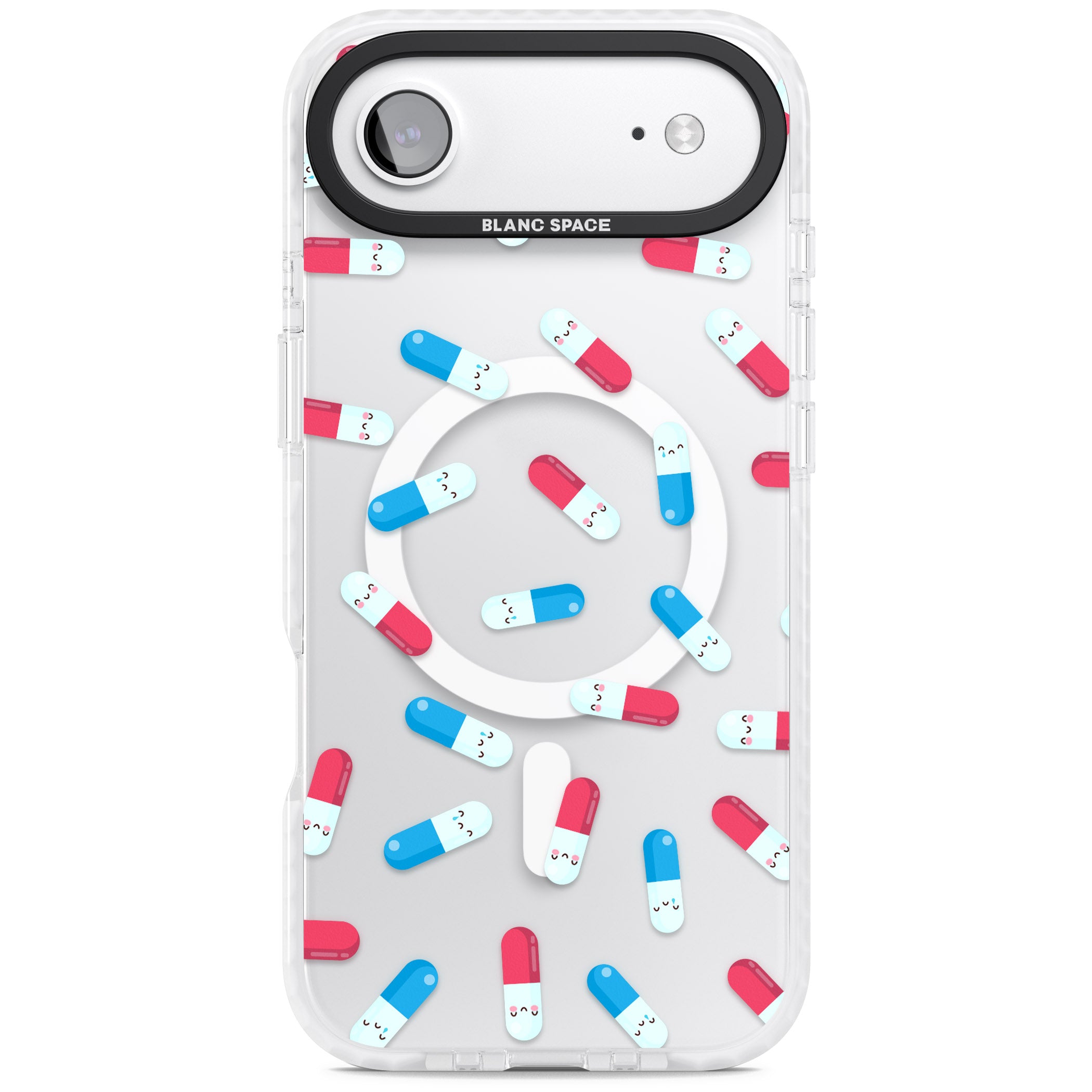 Kawaii Pill Pattern iPhone 17 Air Impact Pro Clear Phone Case