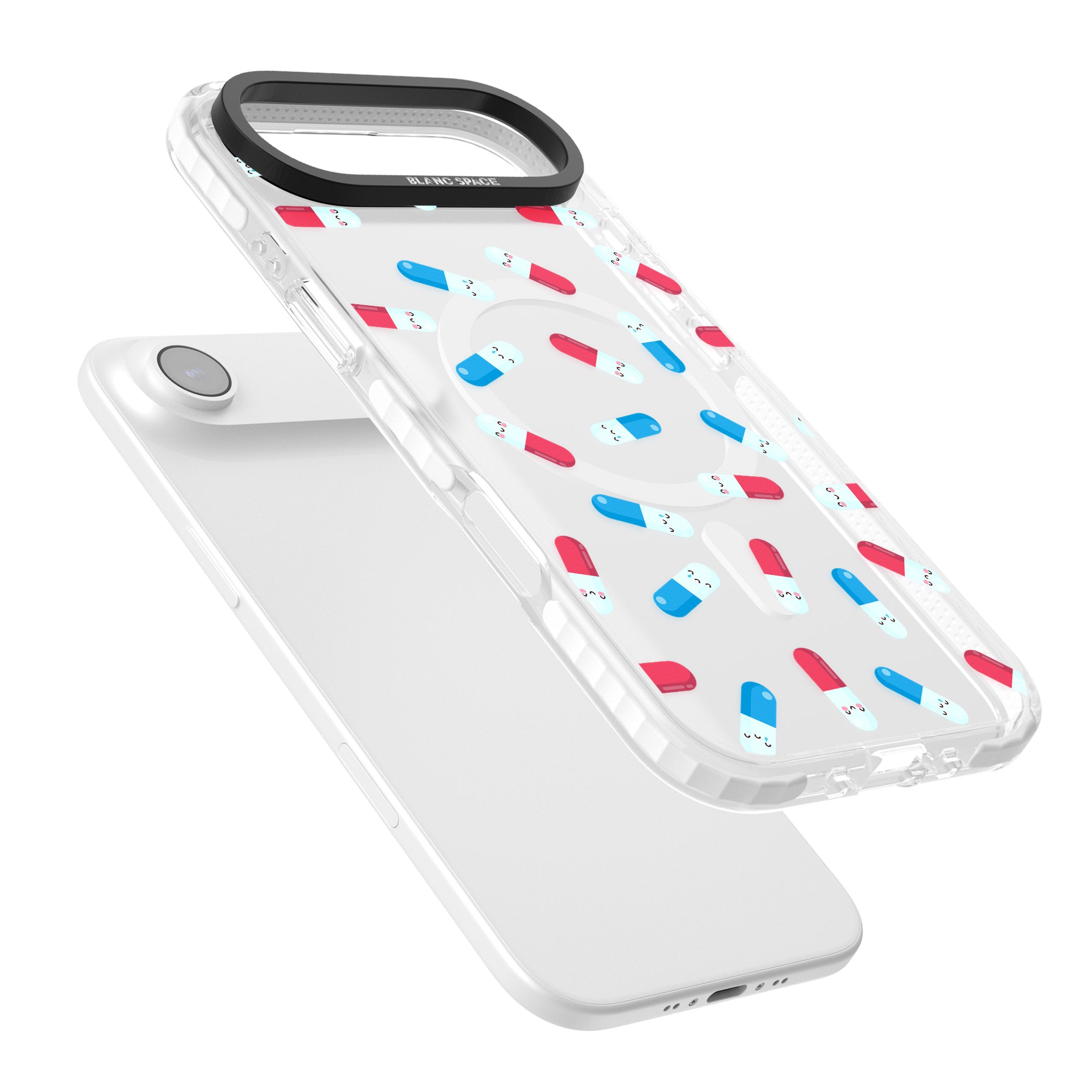 Kawaii Pill Pattern iPhone 17 Air Impact Pro Clear Phone Case Colours