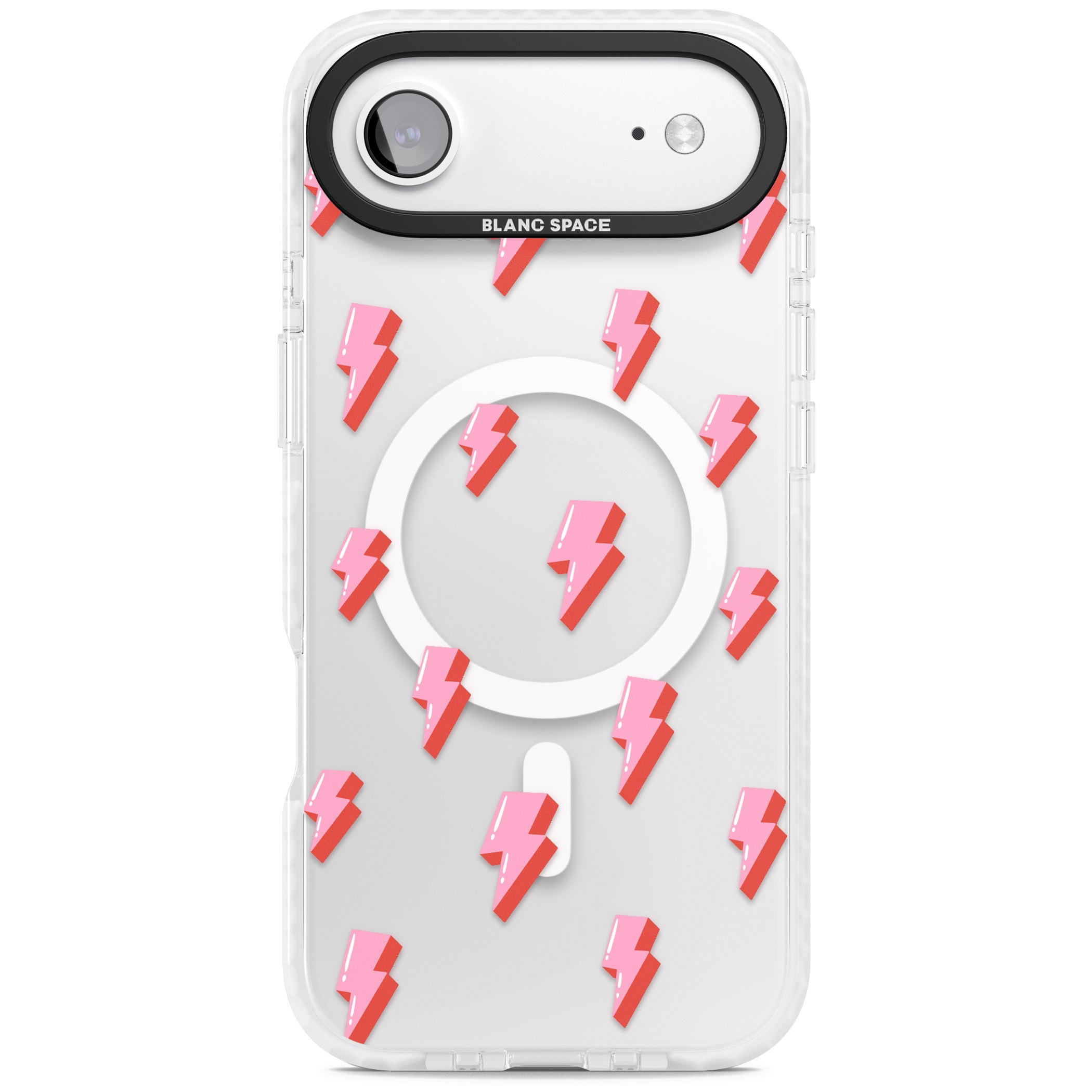 Pink Bolt Pattern iPhone 17 Air Impact Pro Clear Phone Case