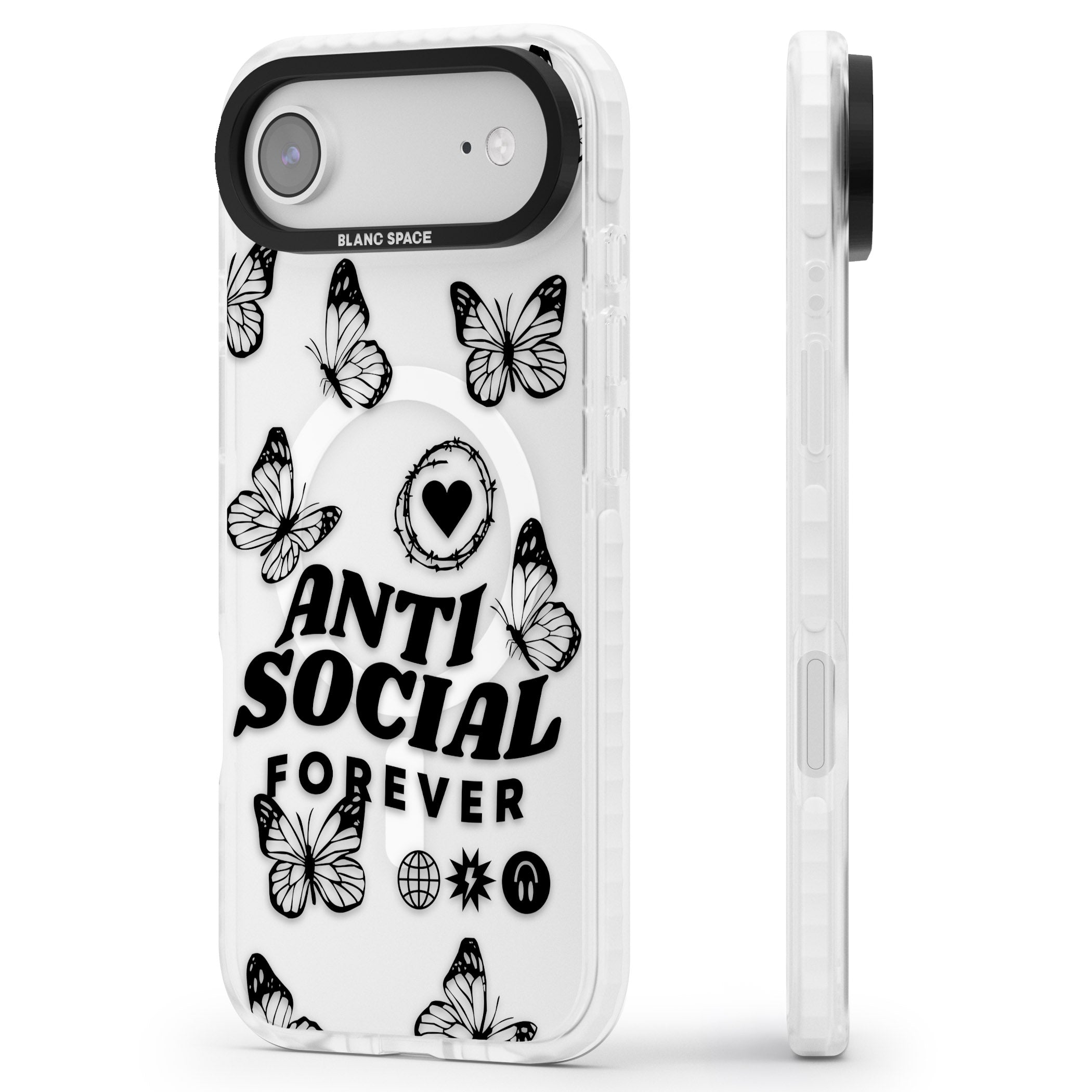 Anti Social Forever iPhone 17 Air Impact Pro Clear Phone Case Side Profile
