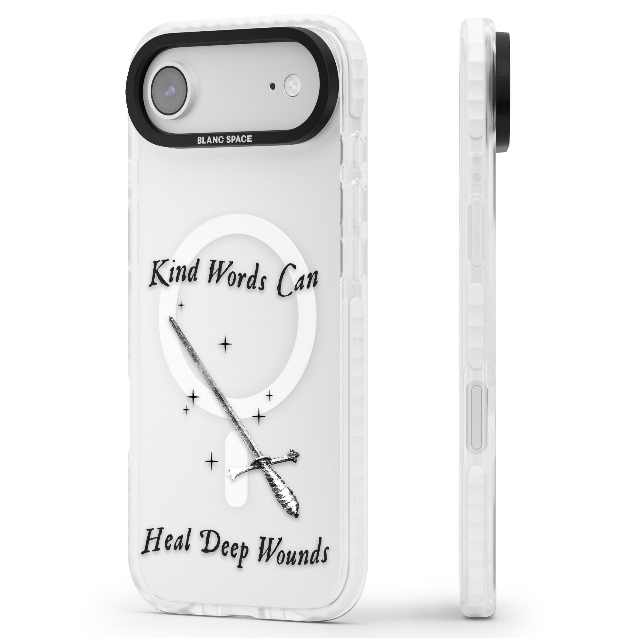 Kind Words Can Heal Deep Wounds iPhone 17 Air Impact Pro Clear Phone Case Side Profile