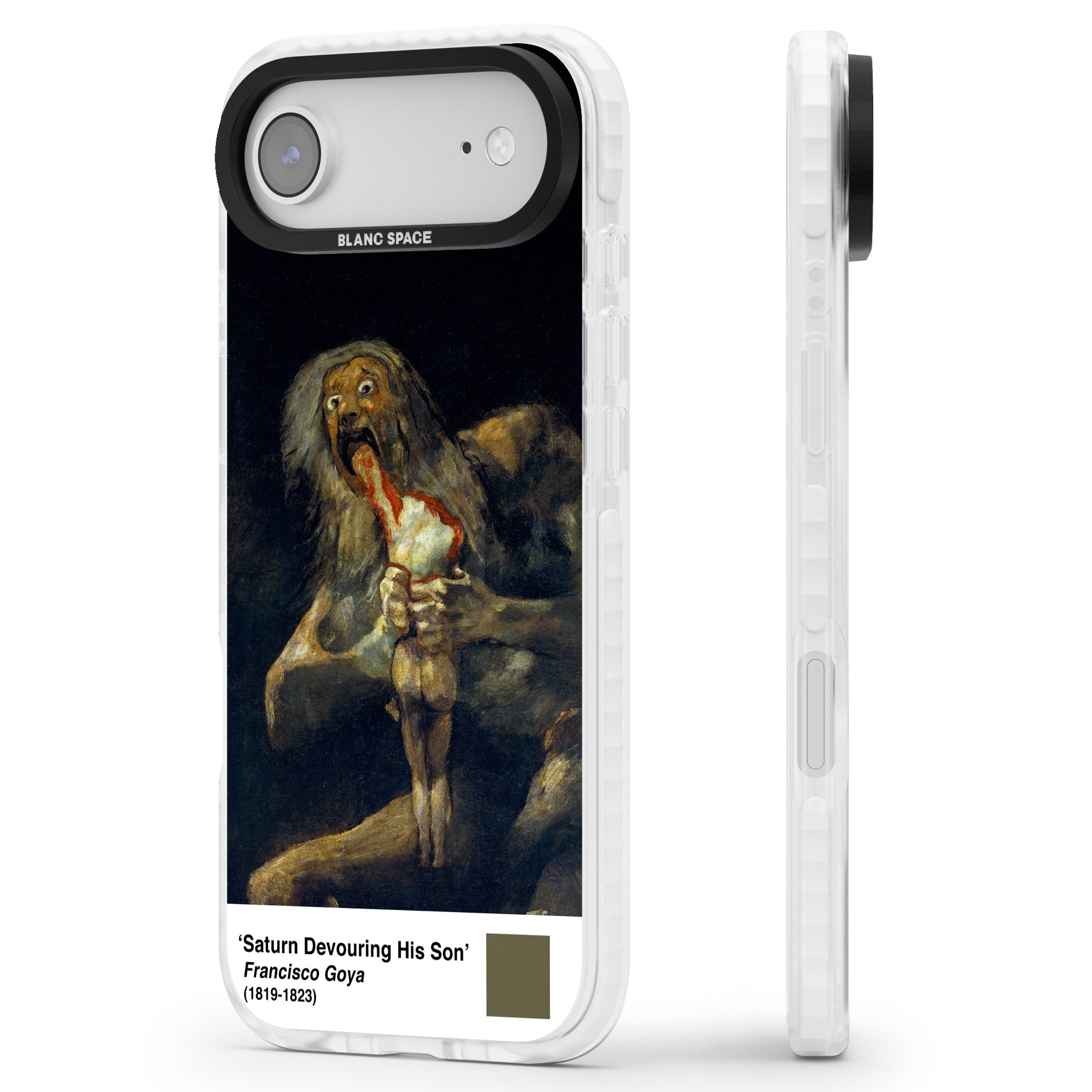 Saturn Devouring His Son iPhone 17 Air Impact Pro Clear Phone Case Side Profile