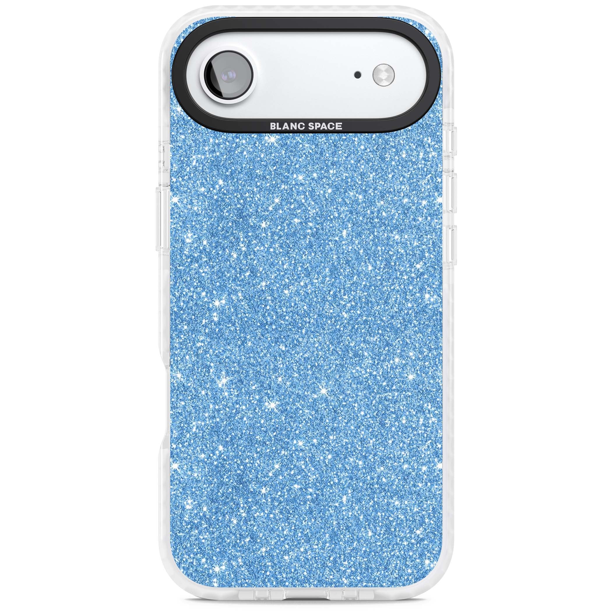 Blue Glitter blue glitter iPhone case featuring dense sparkling cerulean glitter with a glamorous shimmering finish | Impact Magsafe case for iPhone Air
