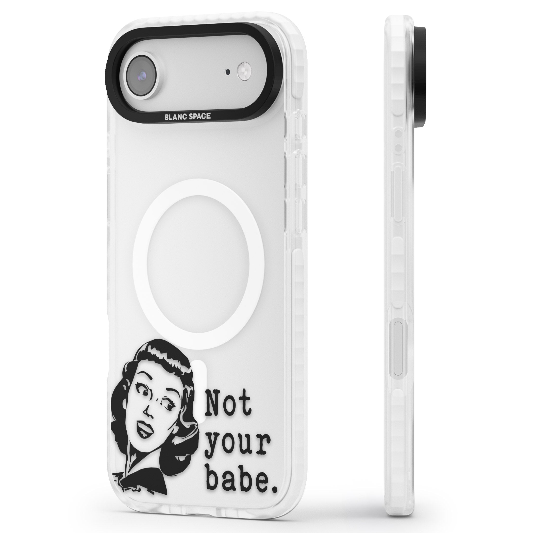 Not Your Babe iPhone 17 Air Impact Pro Clear Phone Case Side Profile
