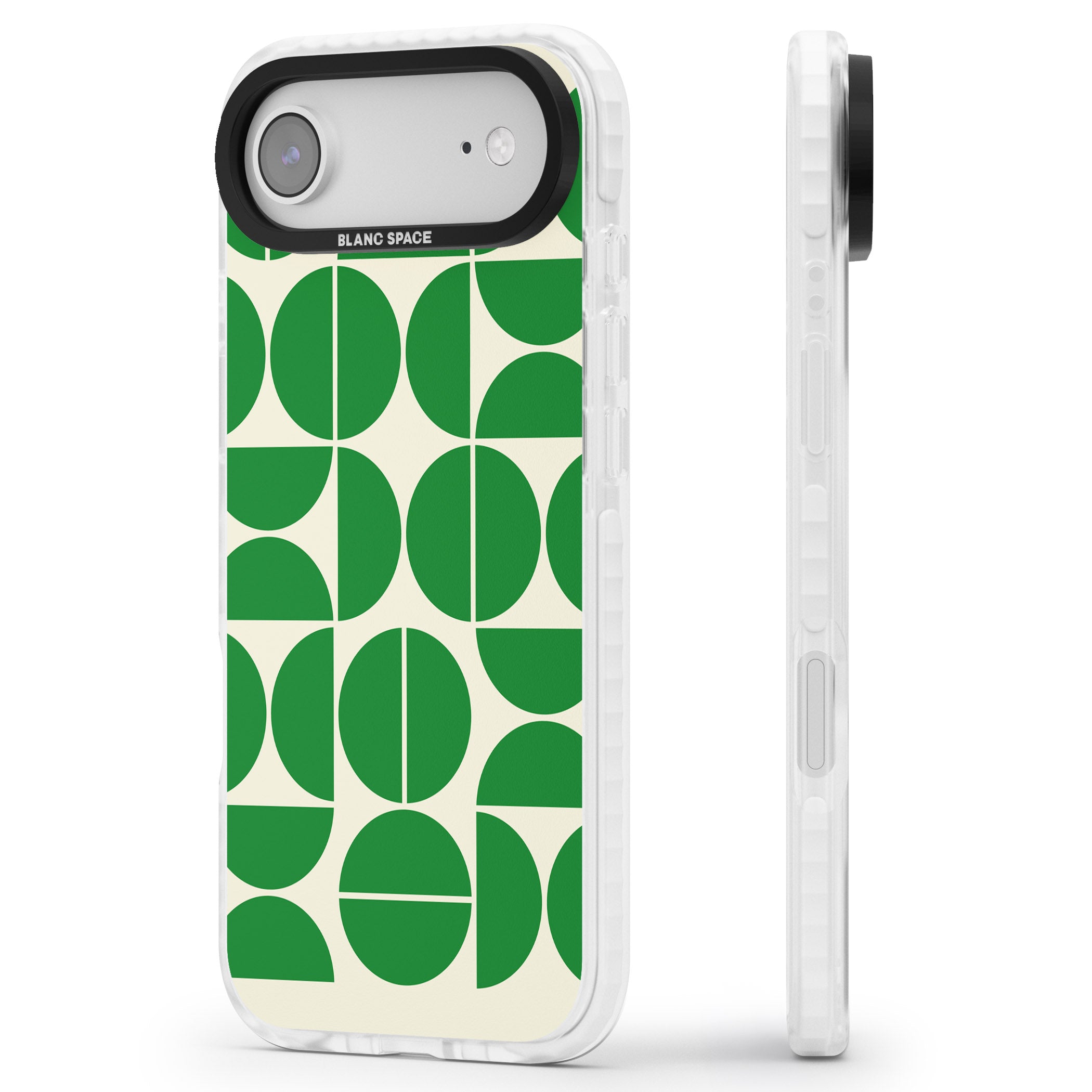 Retro Green Circles iPhone 17 Air Impact Pro Clear Phone Case Side Profile
