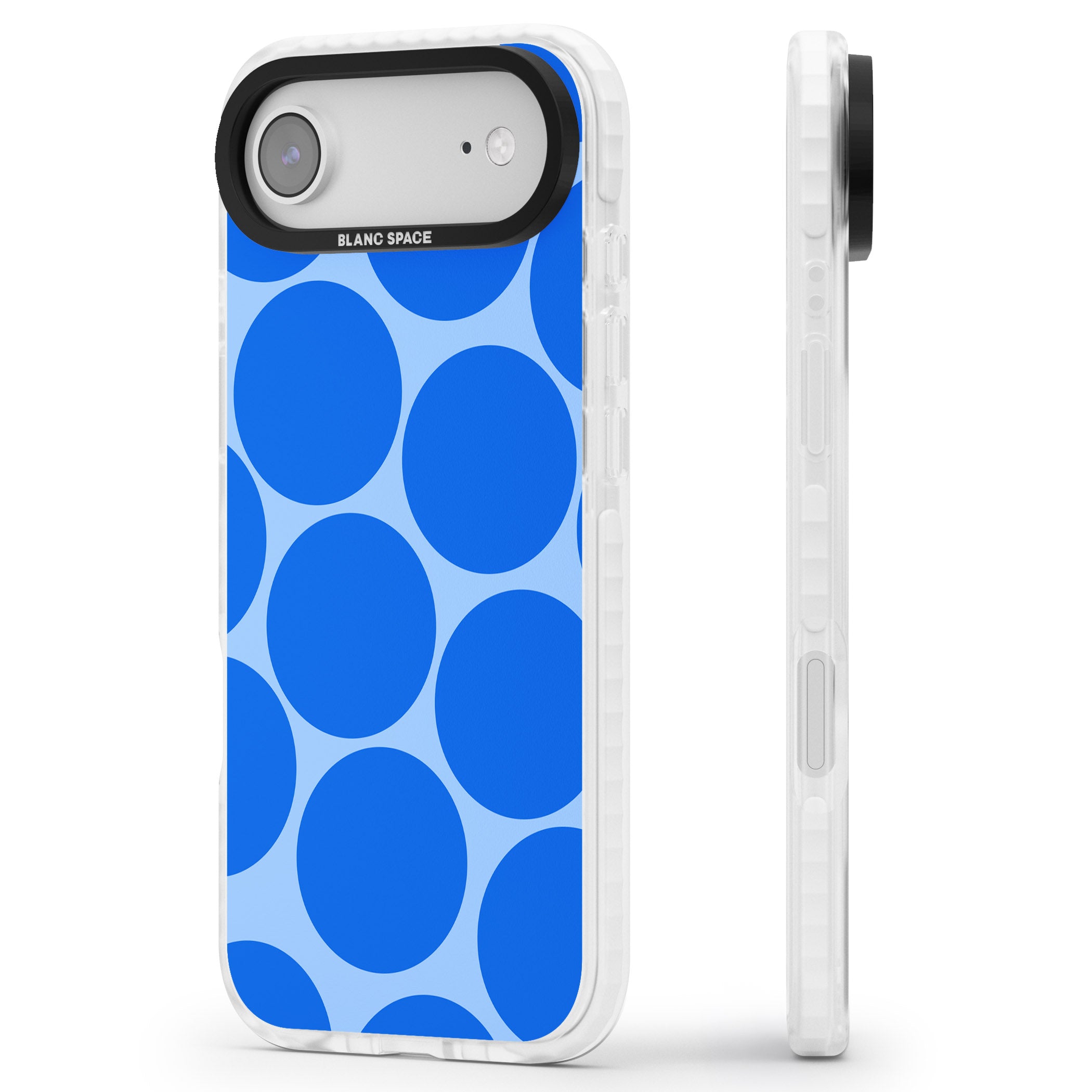 Retro Blue Dot iPhone 17 Air Impact Pro Clear Phone Case Side Profile