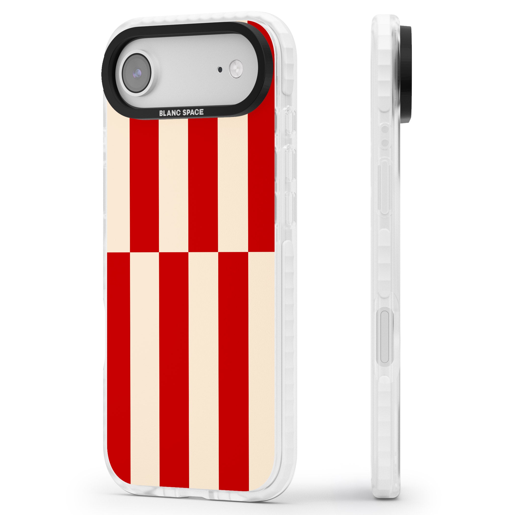 Retro Red Stripes iPhone 17 Air Impact Pro Clear Phone Case Side Profile