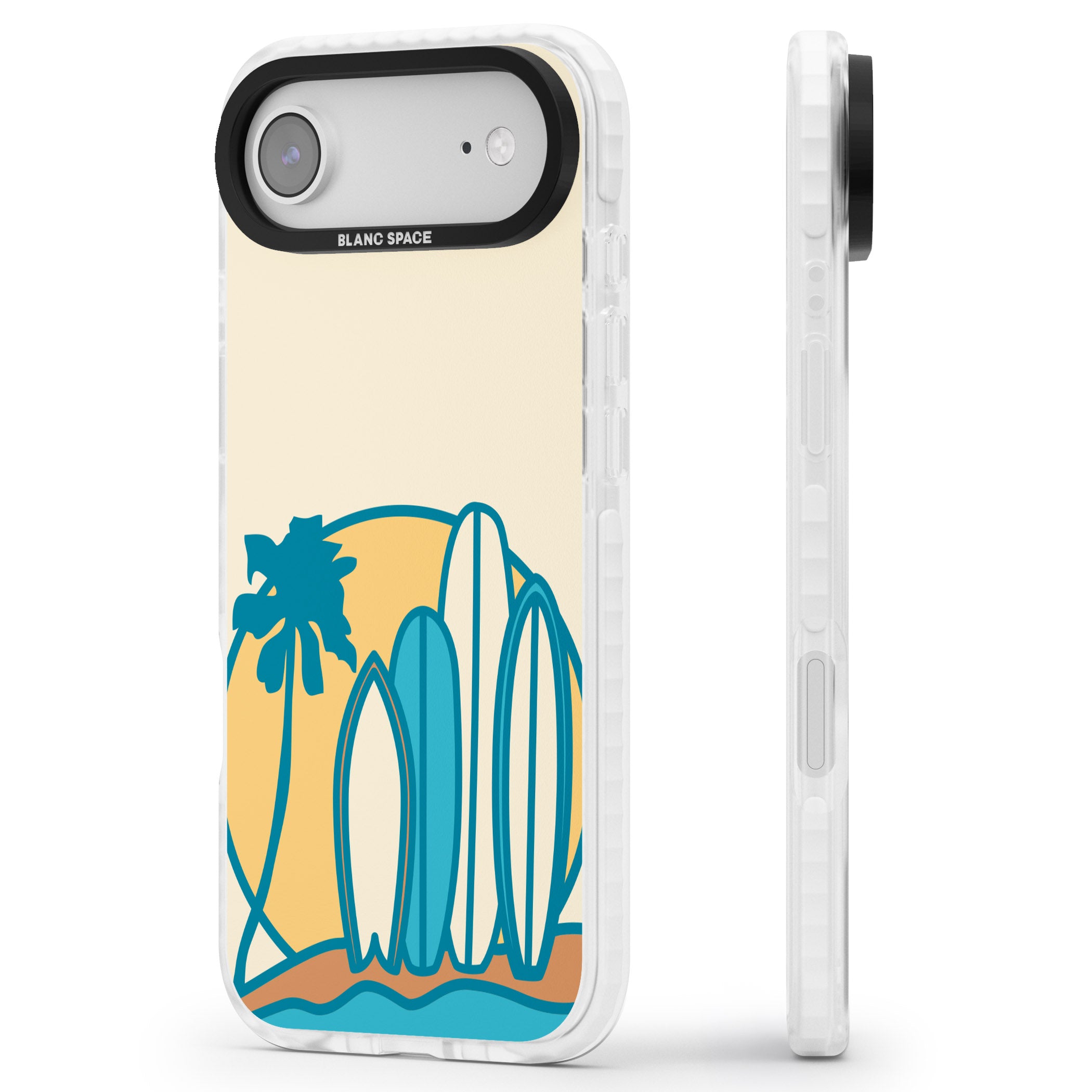 Coastal Surf Vibes iPhone 17 Air Impact Pro Clear Phone Case Side Profile