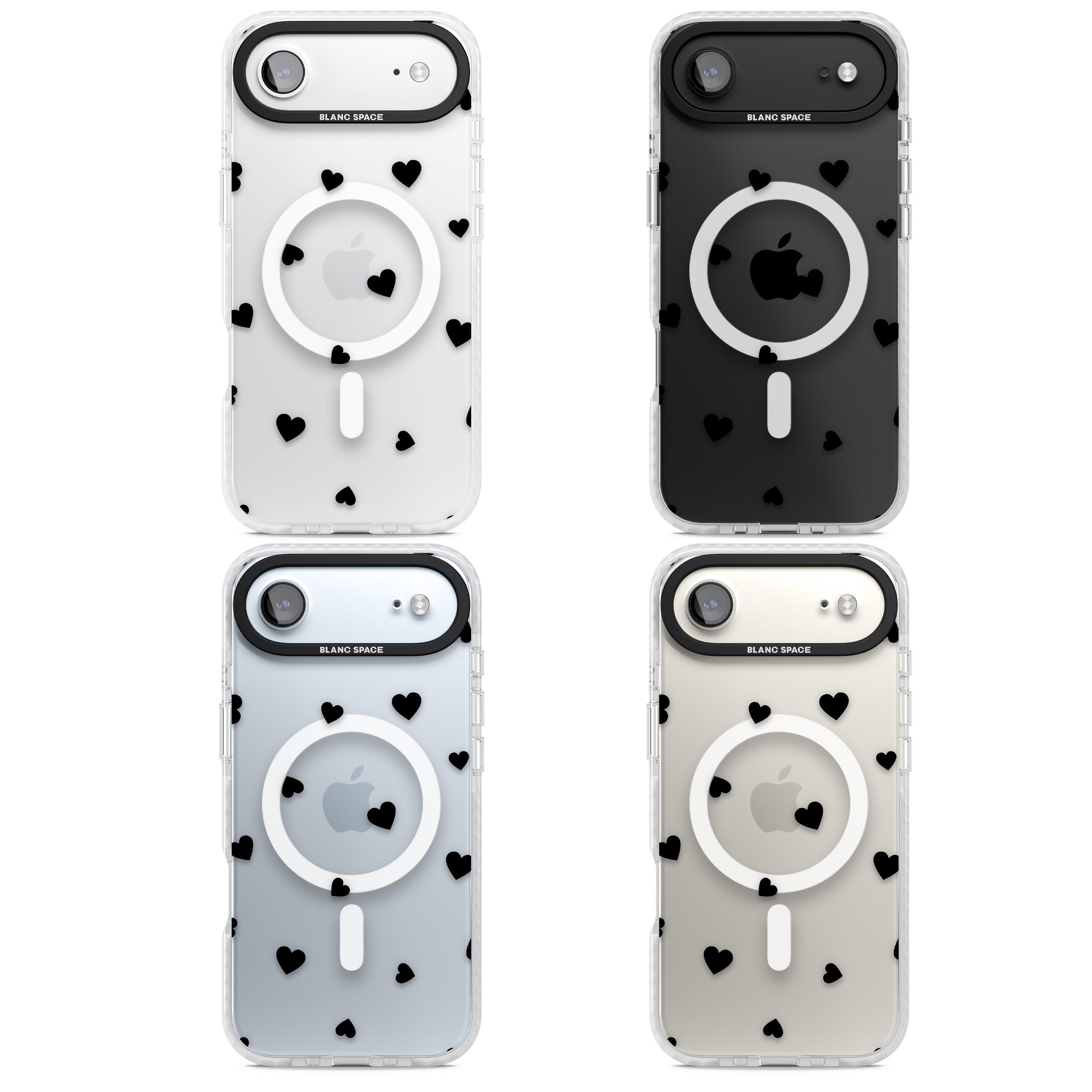 Black Hearts iPhone 17 Air Impact Pro Clear Phone Case APT Impact Protection