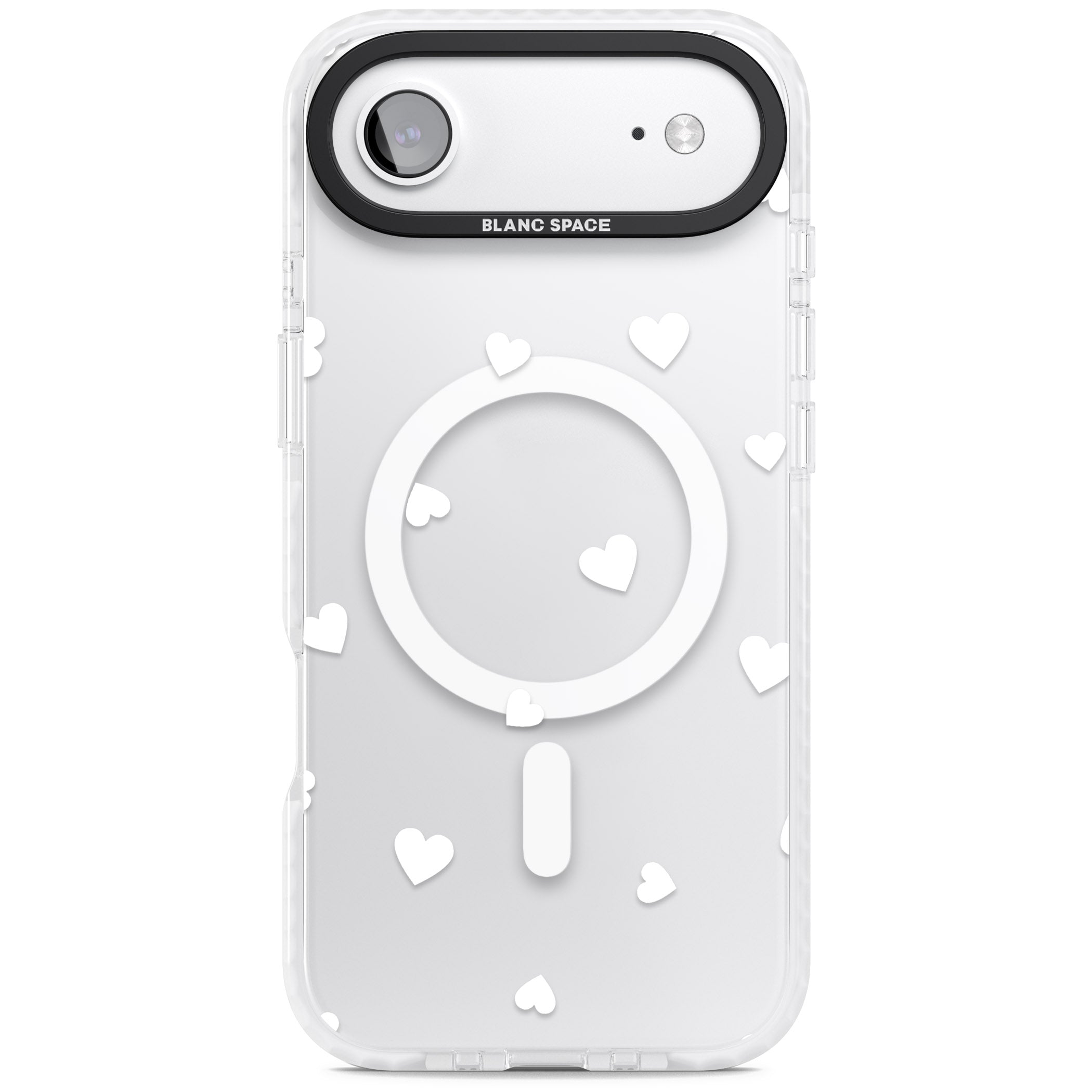 White Hearts iPhone 17 Air Impact Pro Clear Phone Case