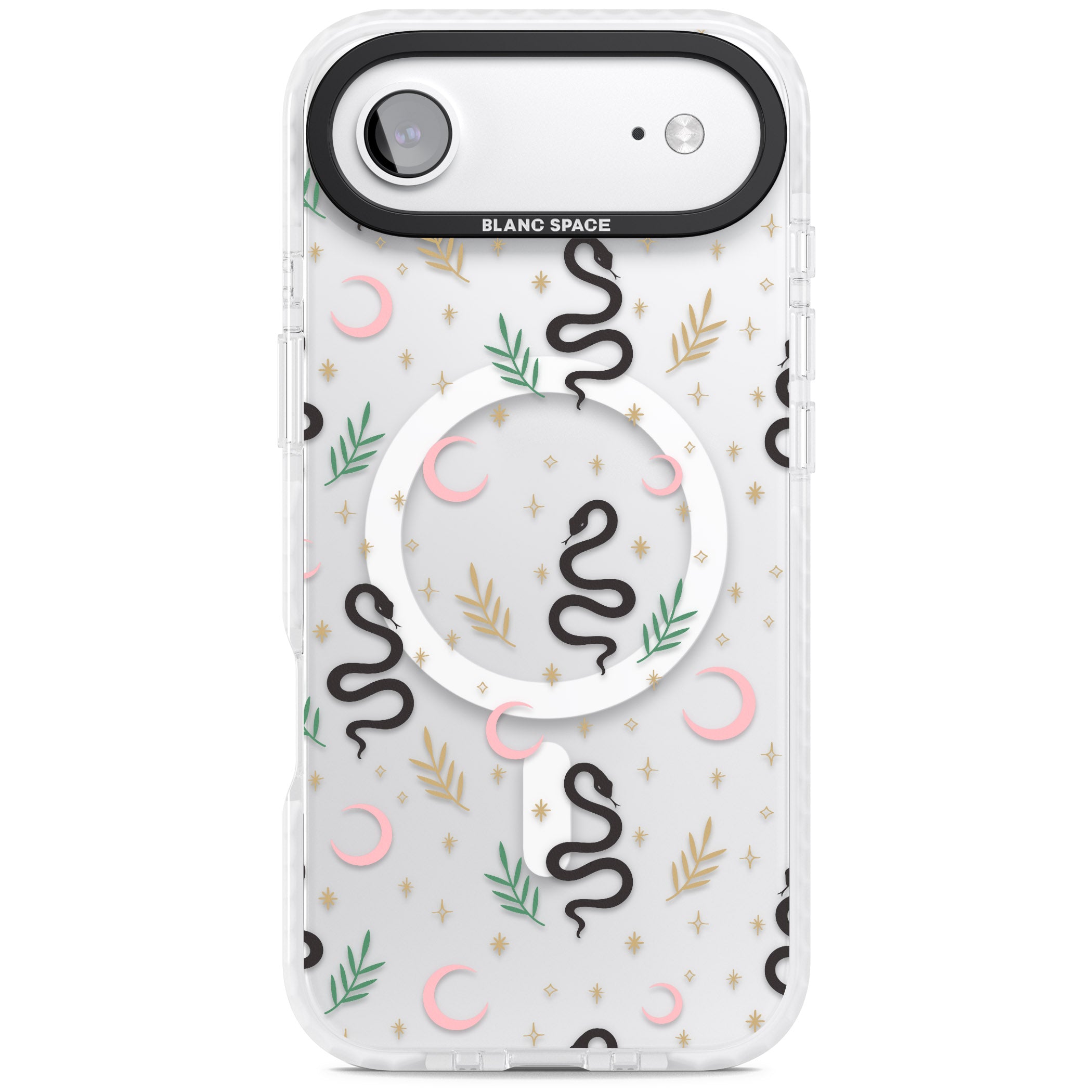 Snake & Moon Pattern iPhone 17 Air Impact Pro Clear Phone Case