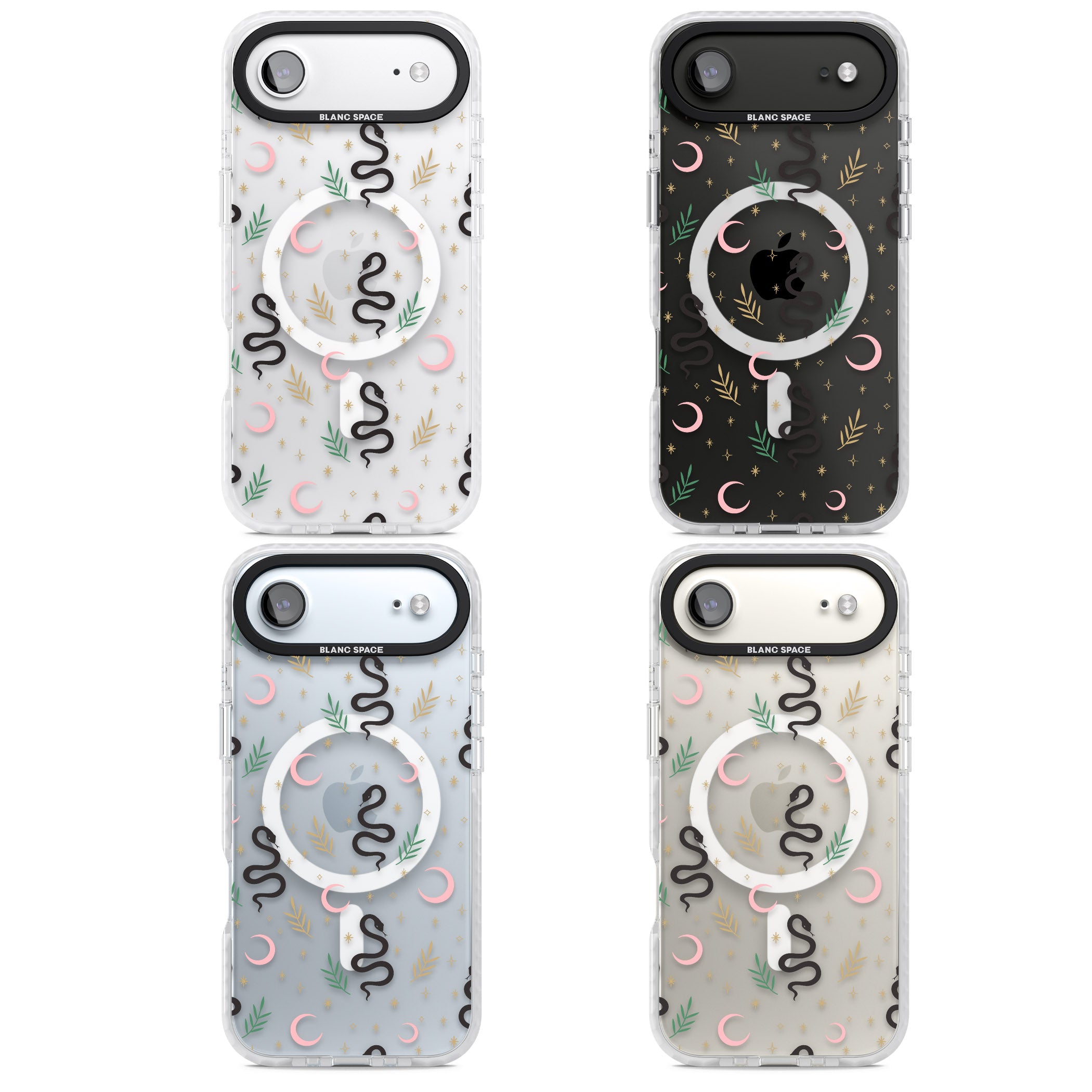Snake & Moon Pattern iPhone 17 Air Impact Pro Clear Phone Case APT Impact Protection