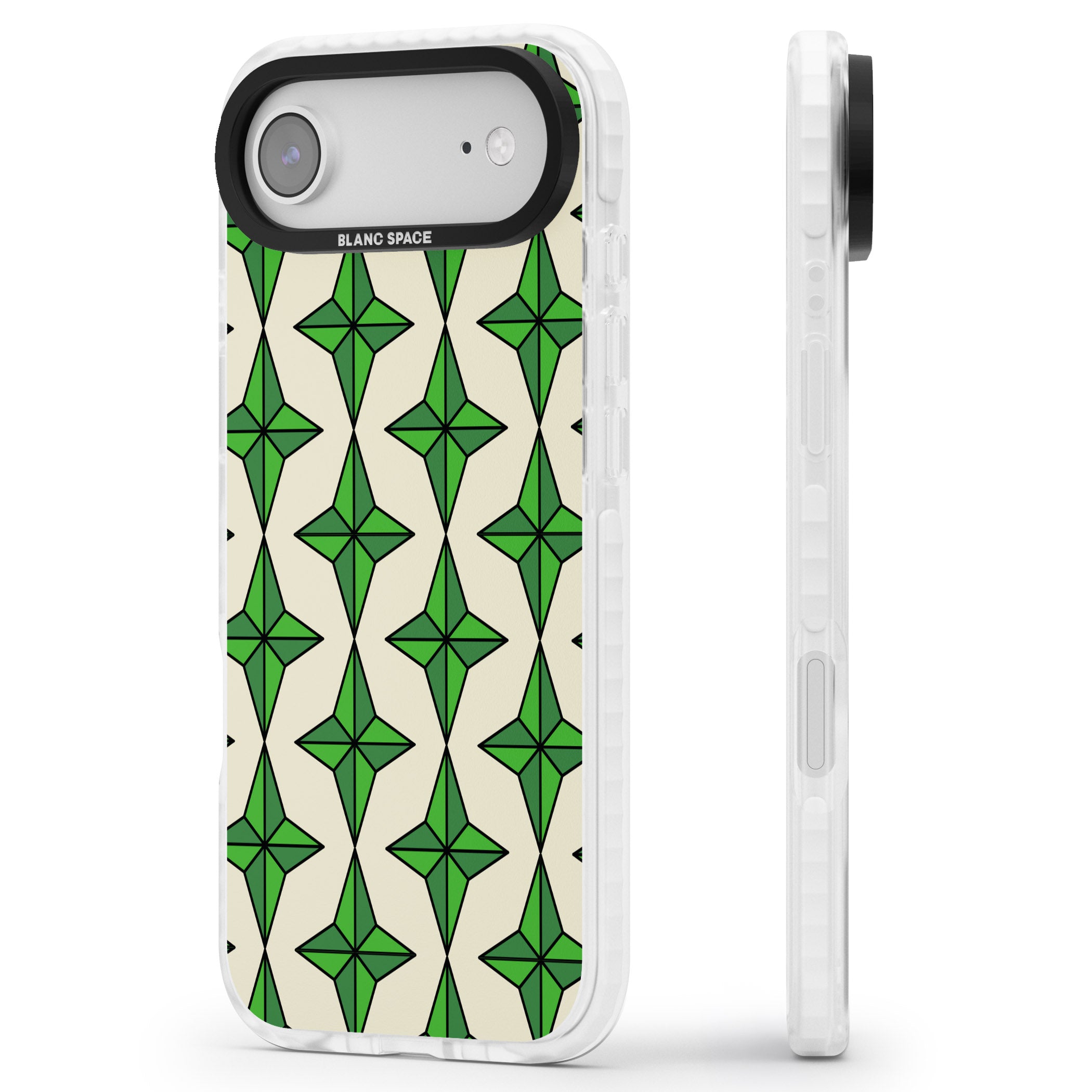 Emerald Stars Pattern iPhone 17 Air Impact Pro Clear Phone Case Side Profile