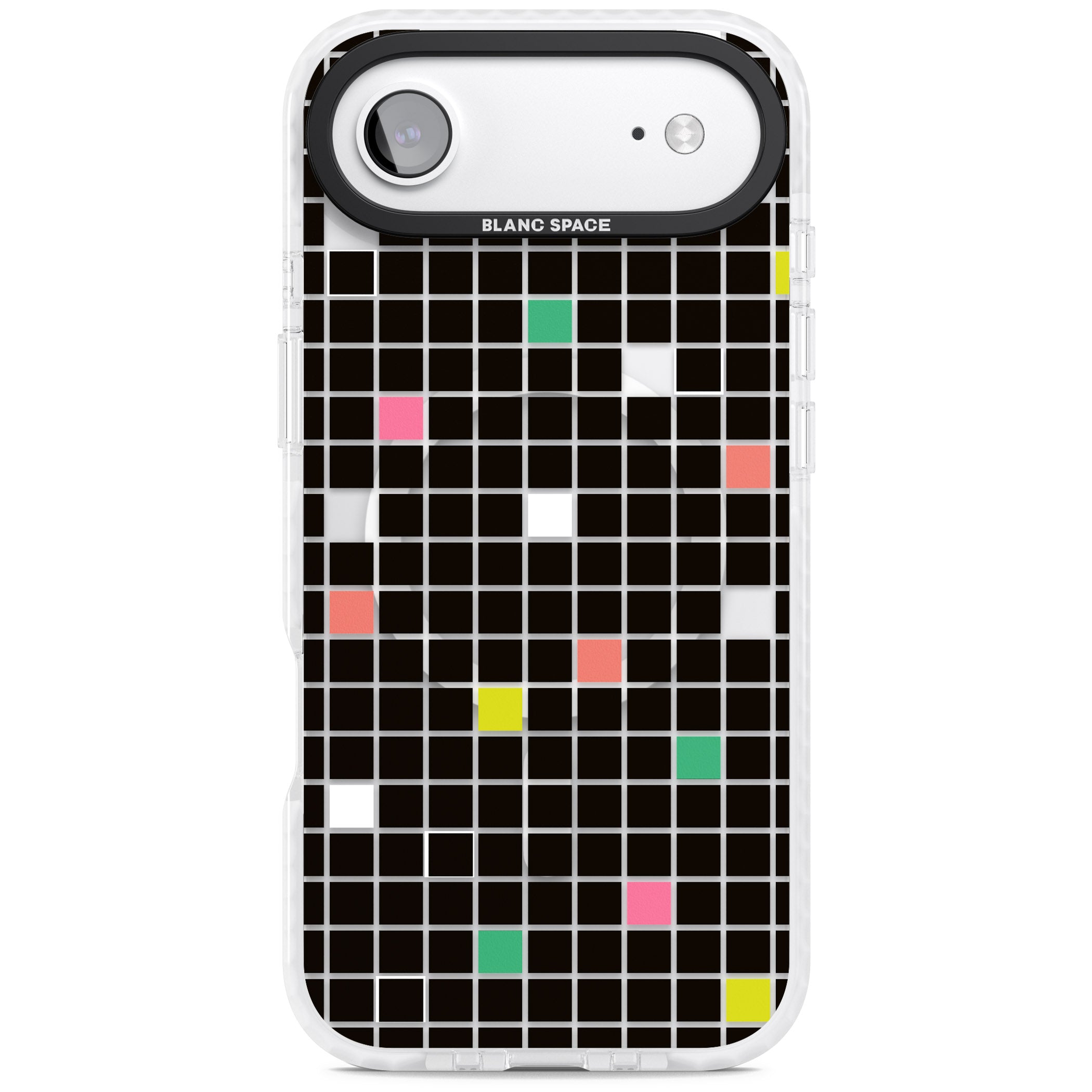 Vibrant Black Geometric Grid iPhone 17 Air Impact Pro Clear Phone Case