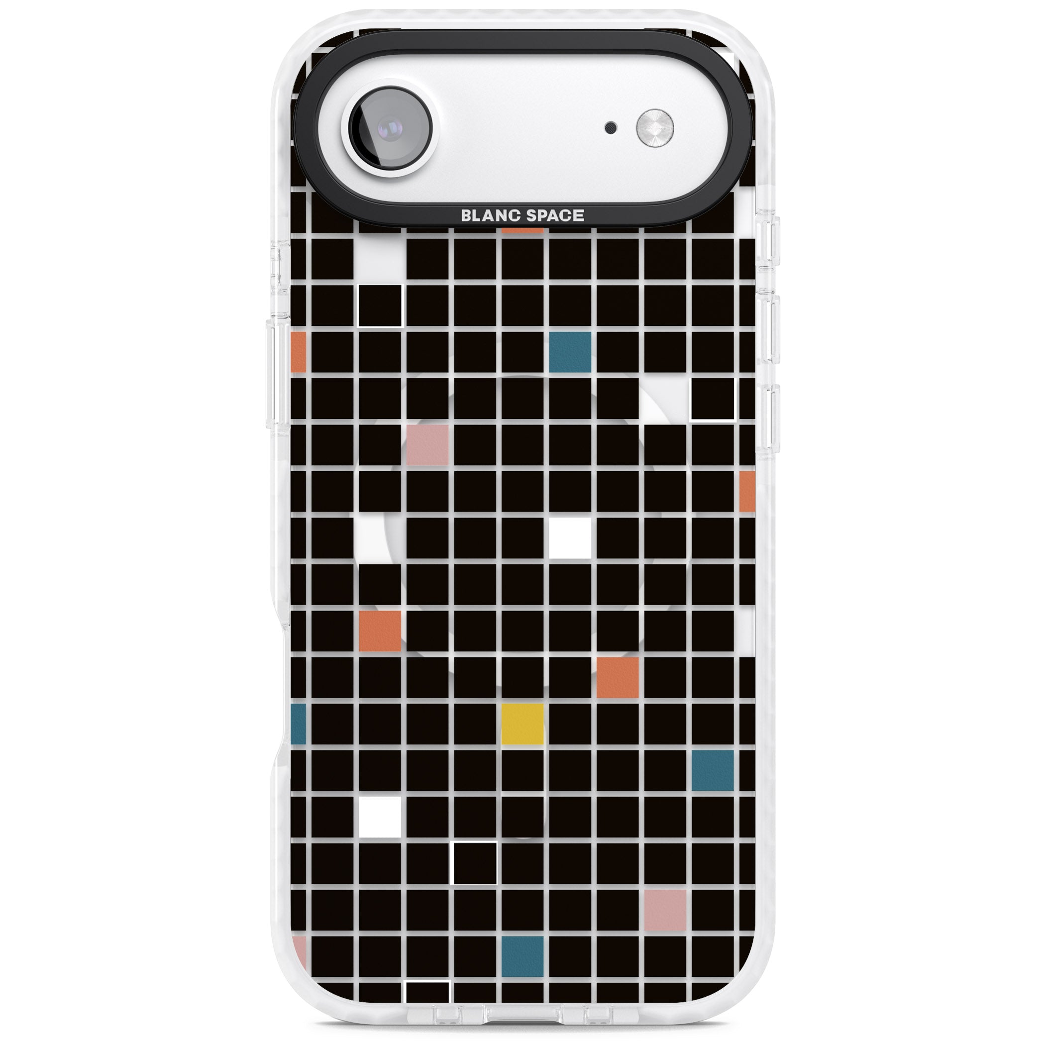 Earthtone Black Geometric Grid iPhone 17 Air Impact Pro Clear Phone Case