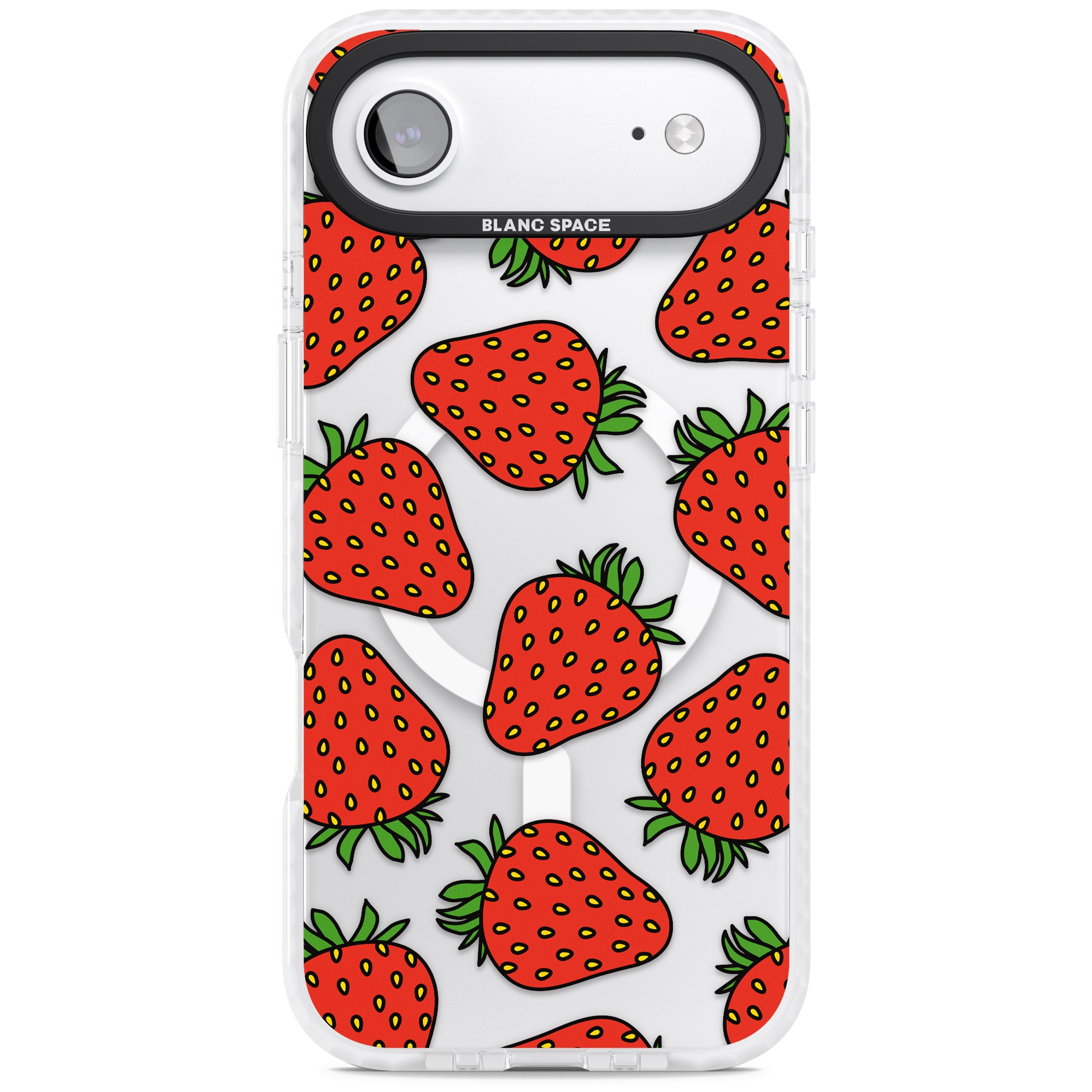 Strawberry Pattern iPhone 17 Air Impact Pro Clear Phone Case