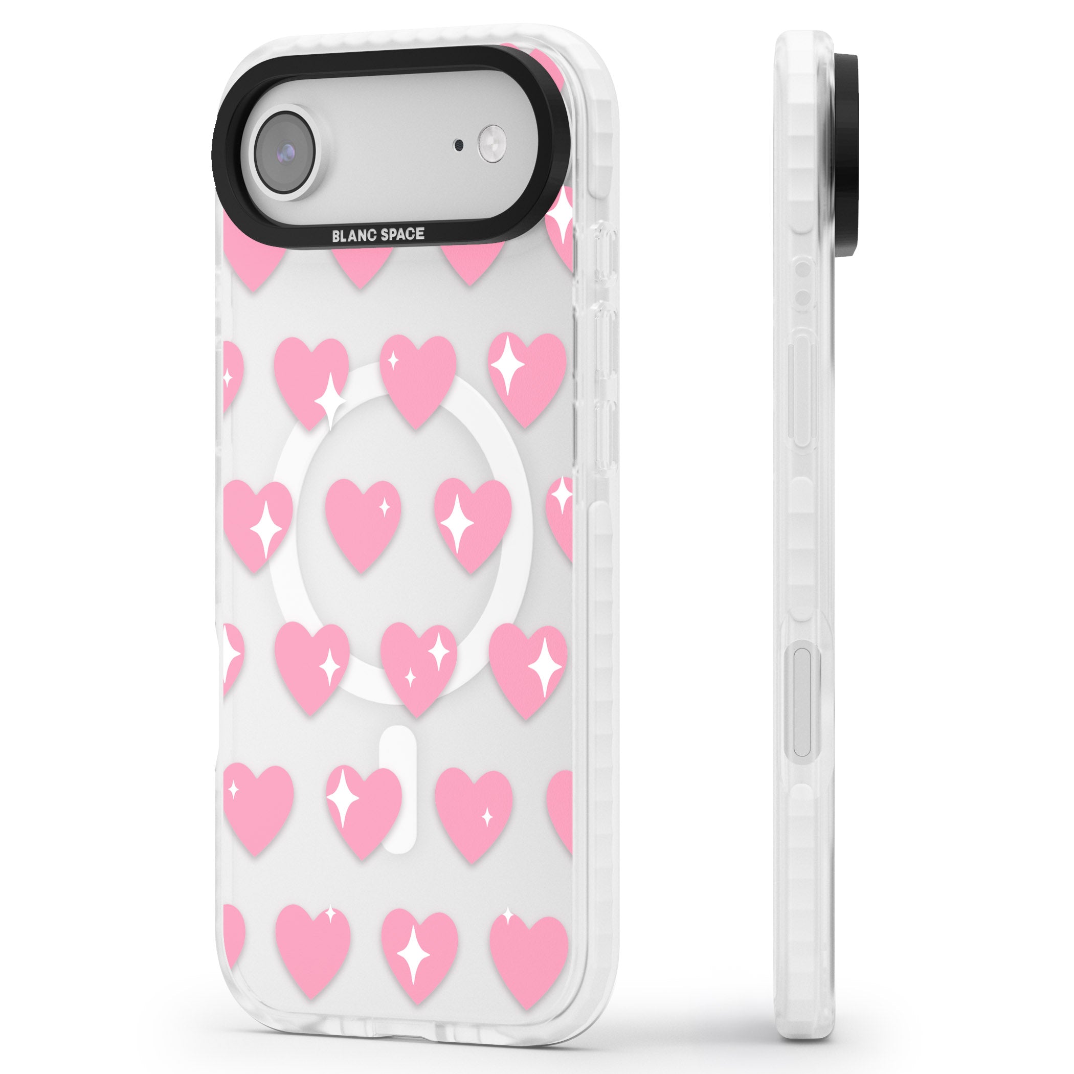 Sweet Hearts iPhone 17 Air Impact Pro Clear Phone Case Side Profile