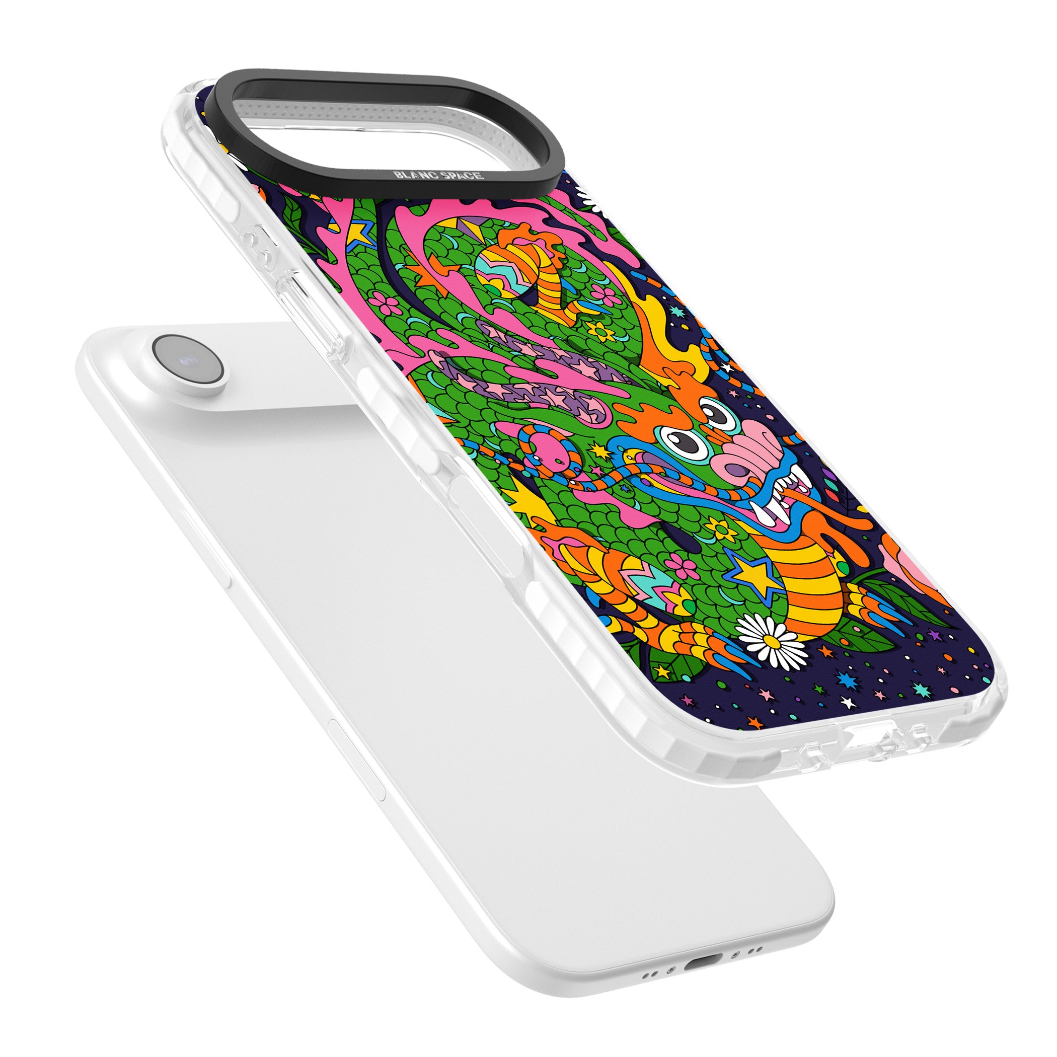 Psychedelic Jungle Dragon (Purple) iPhone 17 Air Impact Pro Clear Phone Case Colours