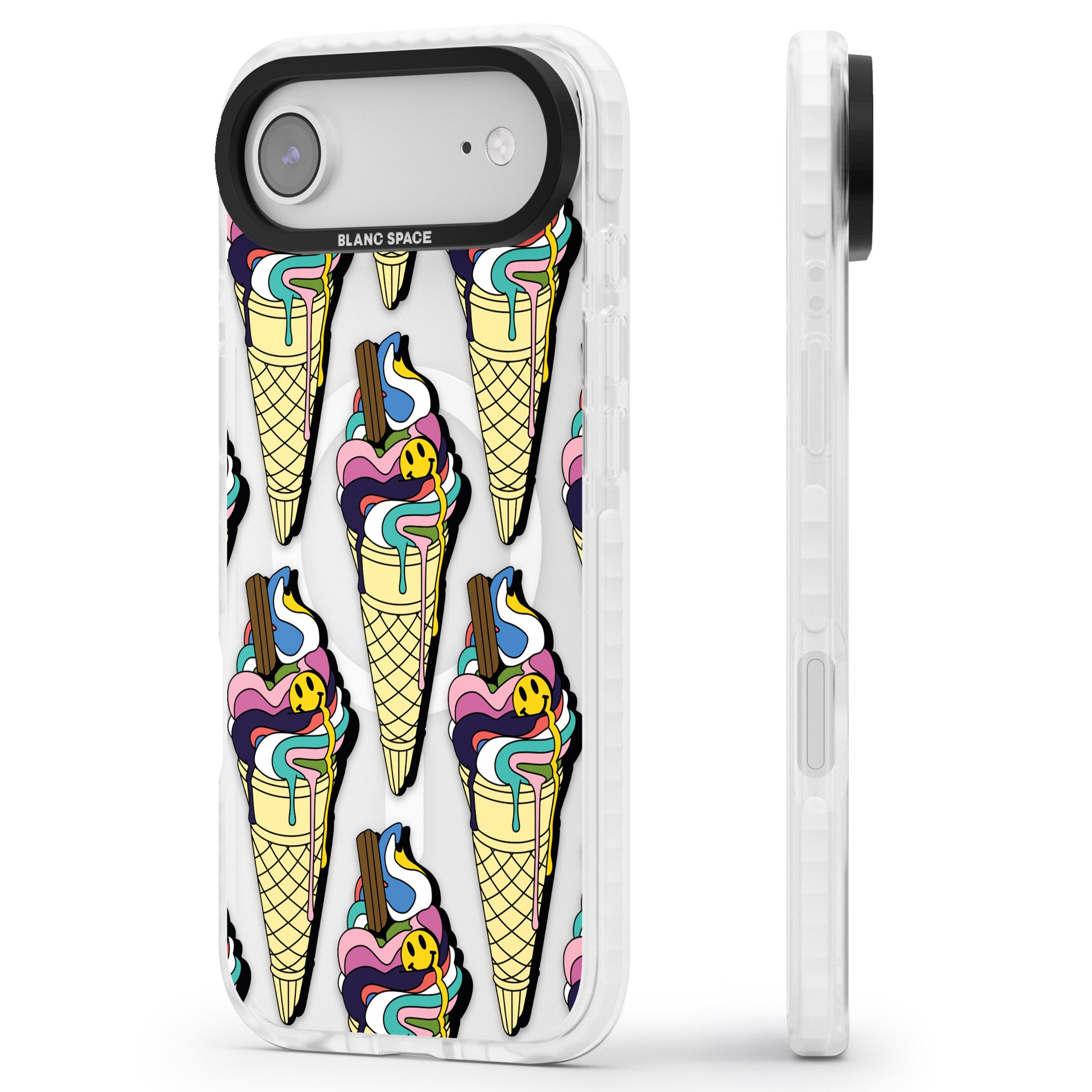 Trip & Drip Ice Cream iPhone 17 Air Impact Pro Clear Phone Case Side Profile