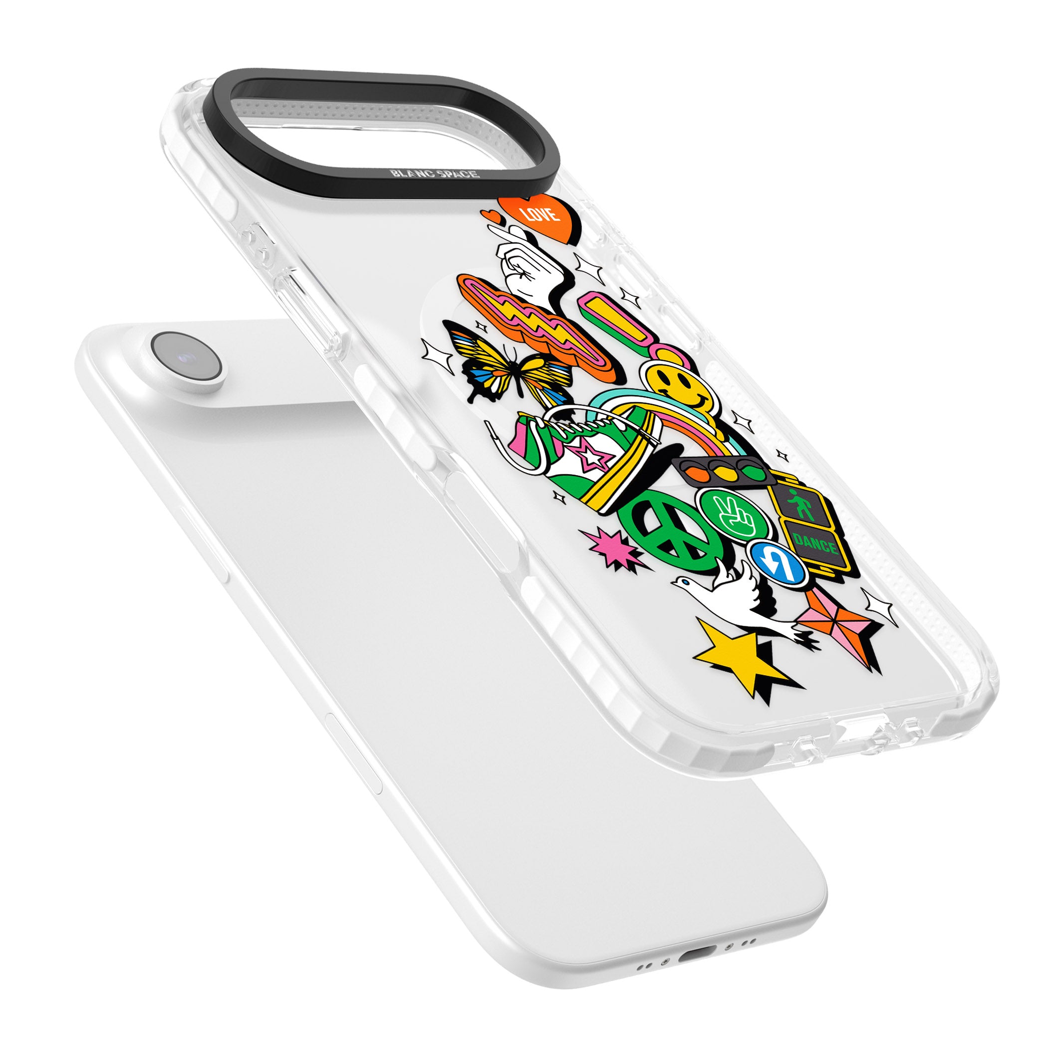 Nostalgic Sticker Collage iPhone 17 Air Impact Pro Clear Phone Case Colours