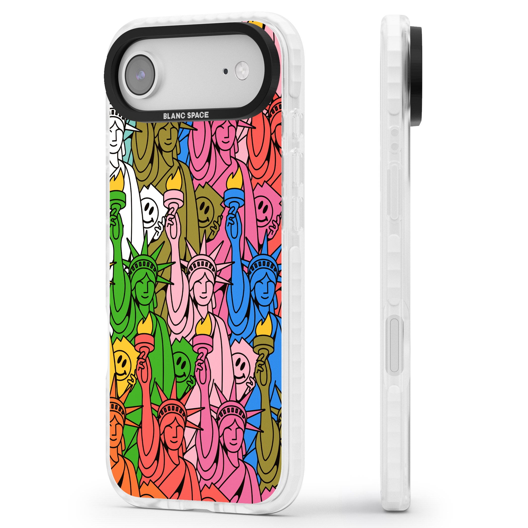 Multicolour Liberty Pattern iPhone 17 Air Impact Pro Clear Phone Case Side Profile