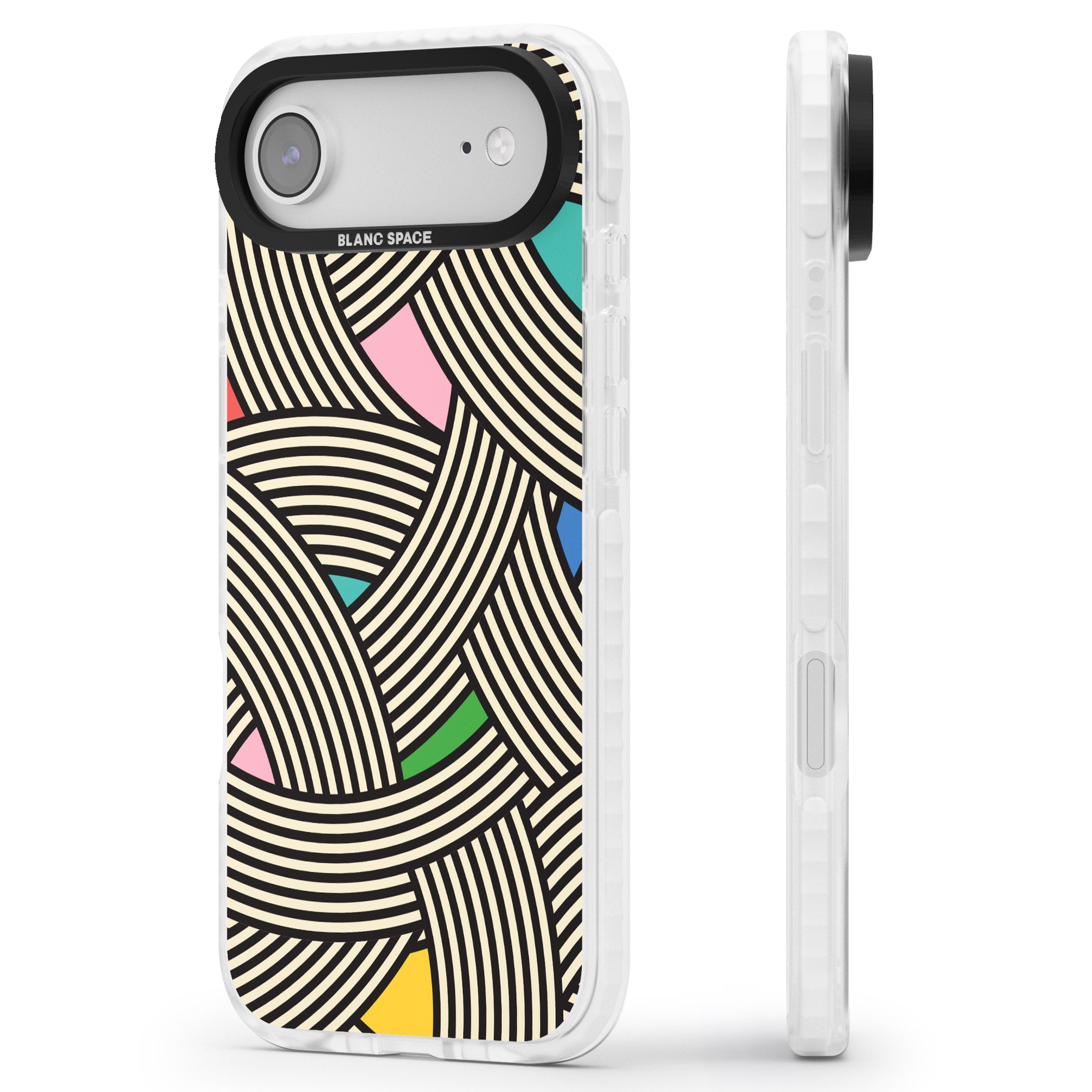 Multicolour Optic Waves iPhone 17 Air Impact Pro Clear Phone Case Side Profile