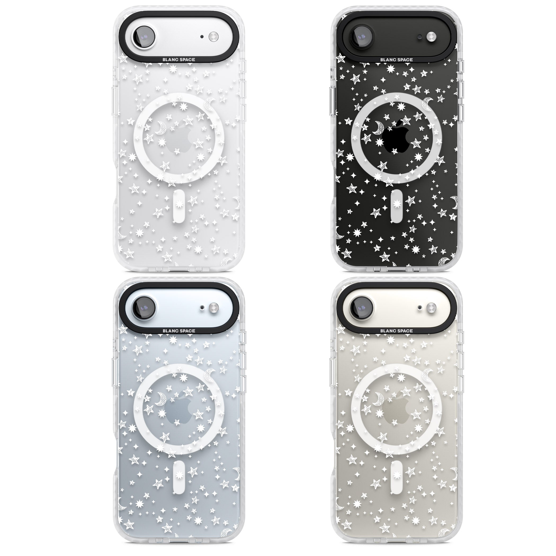 White Cosmic Galaxy Pattern iPhone 17 Air Impact Pro Clear Phone Case APT Impact Protection