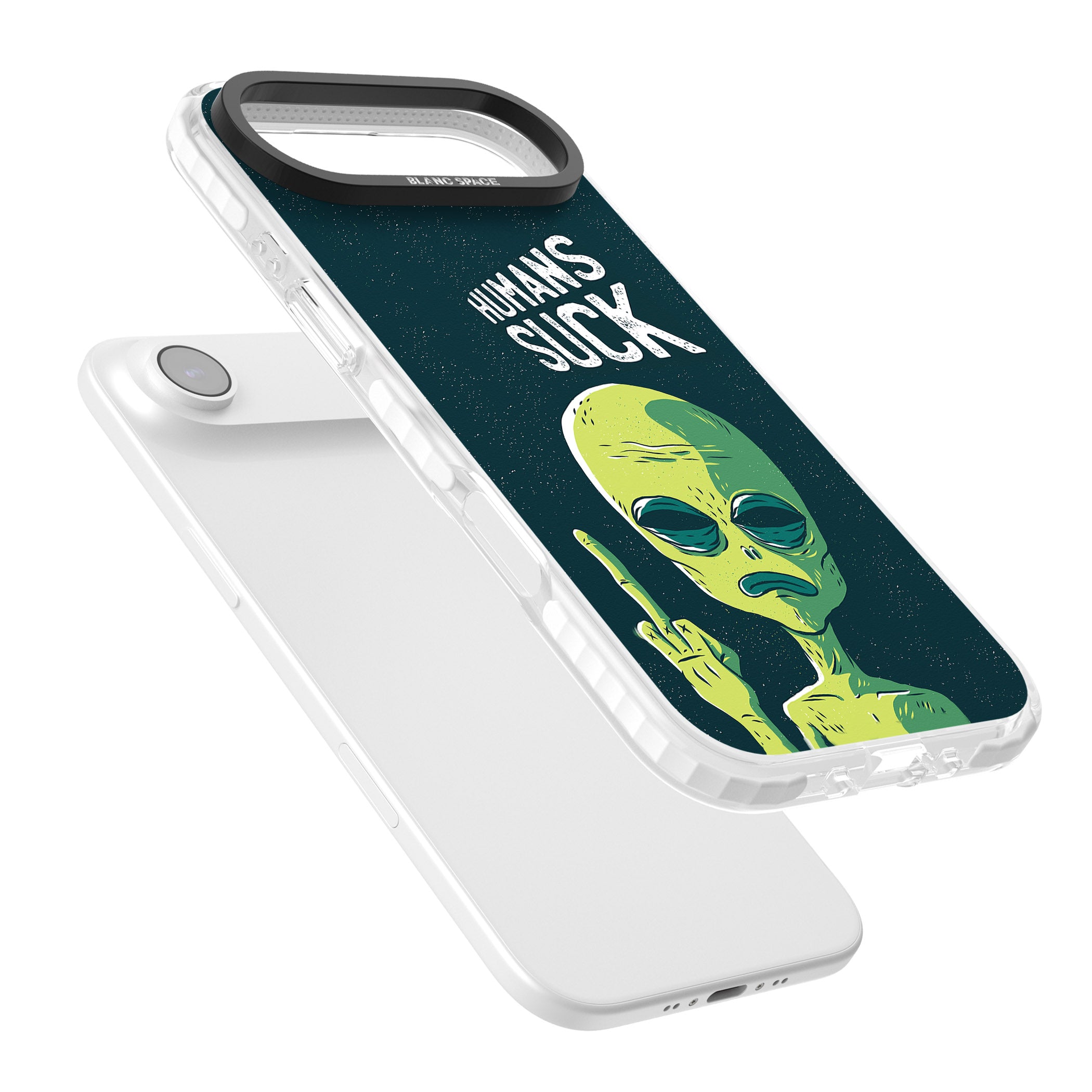 Humans Suck Alien iPhone 17 Air Impact Pro Clear Phone Case Colours