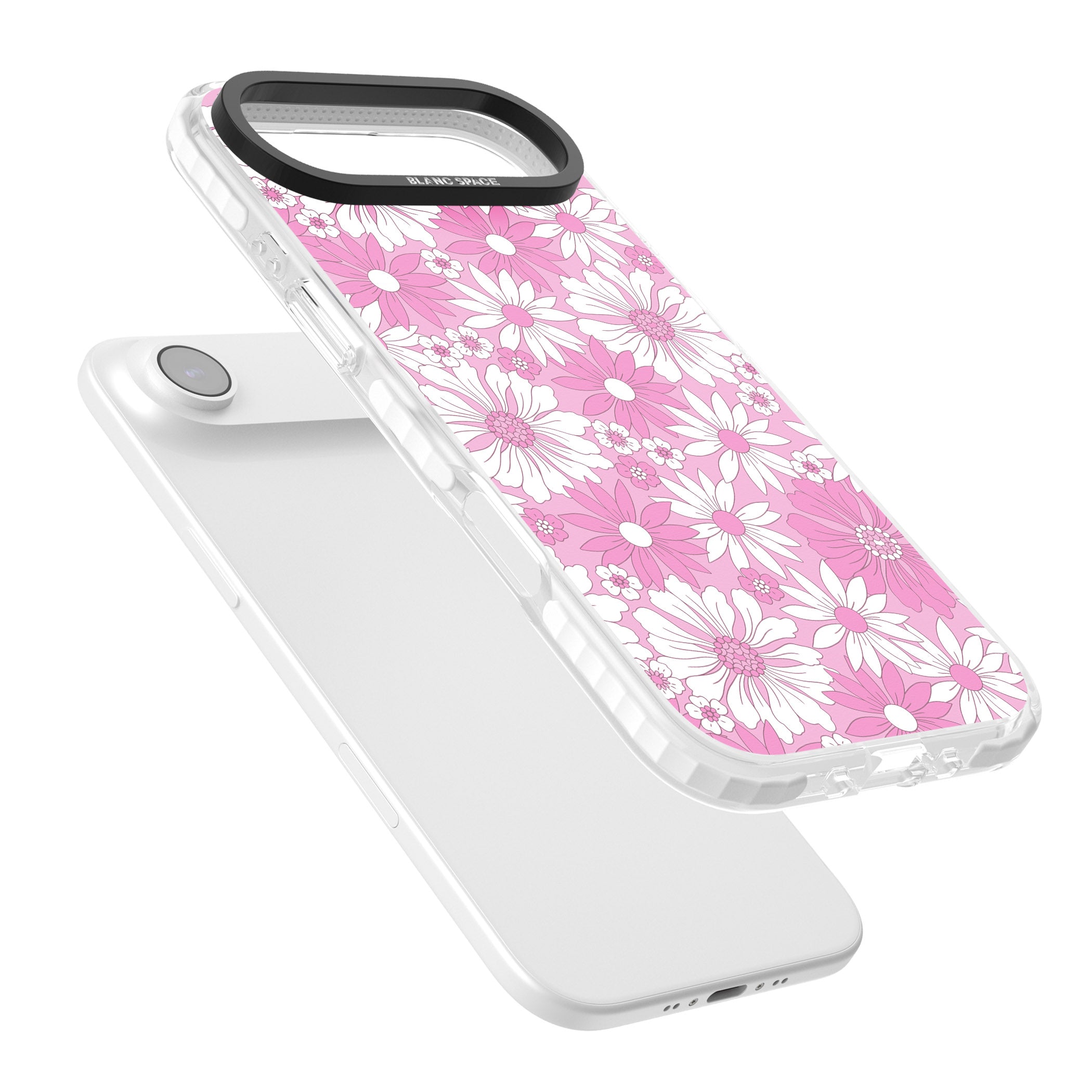 Pink White Flowers iPhone 17 Air Impact Pro Clear Phone Case Colours