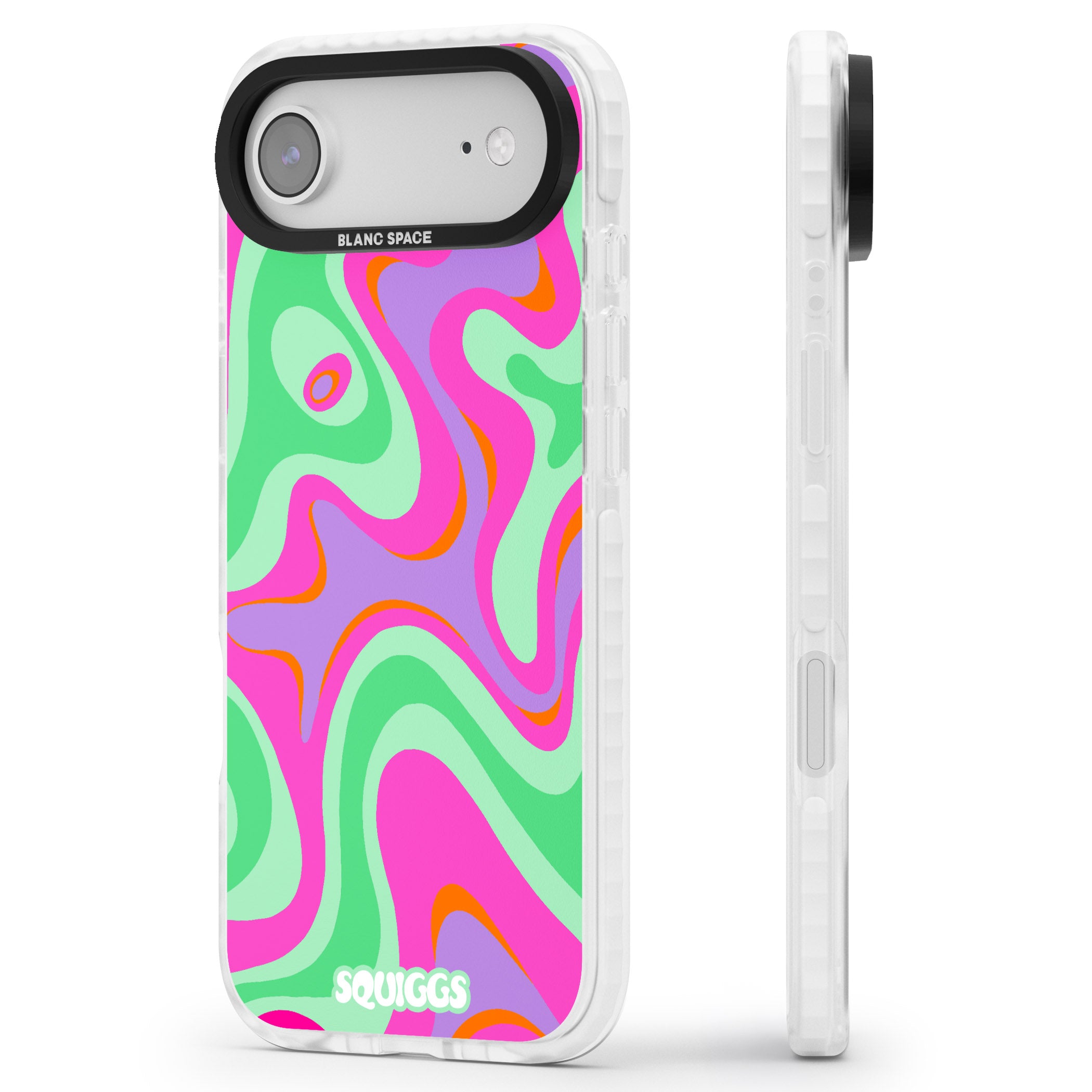 Pink Lava iPhone 17 Air Impact Pro Clear Phone Case Side Profile