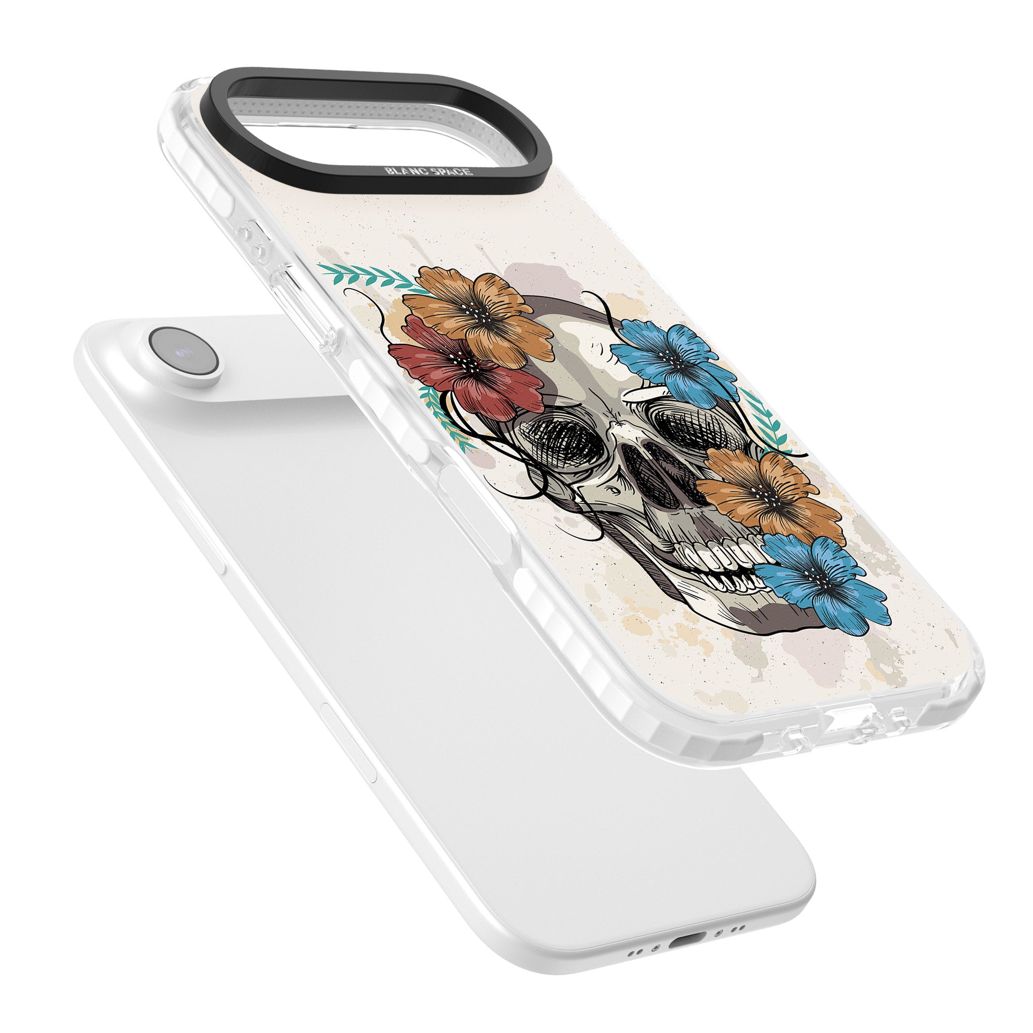 Sugar Skull Floral iPhone 17 Air Impact Pro Clear Phone Case Colours