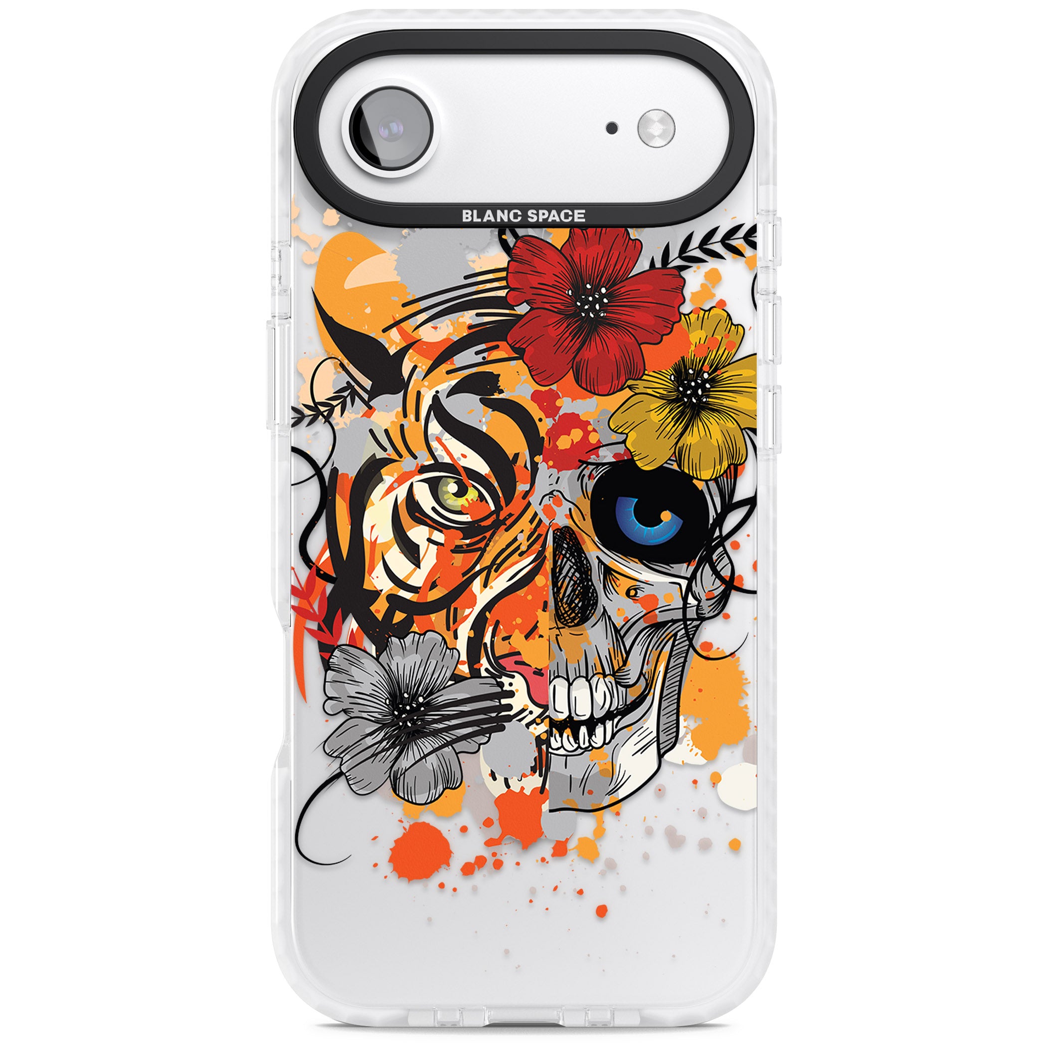 Sugar Skull Tiger Floral iPhone 17 Air Impact Pro Clear Phone Case