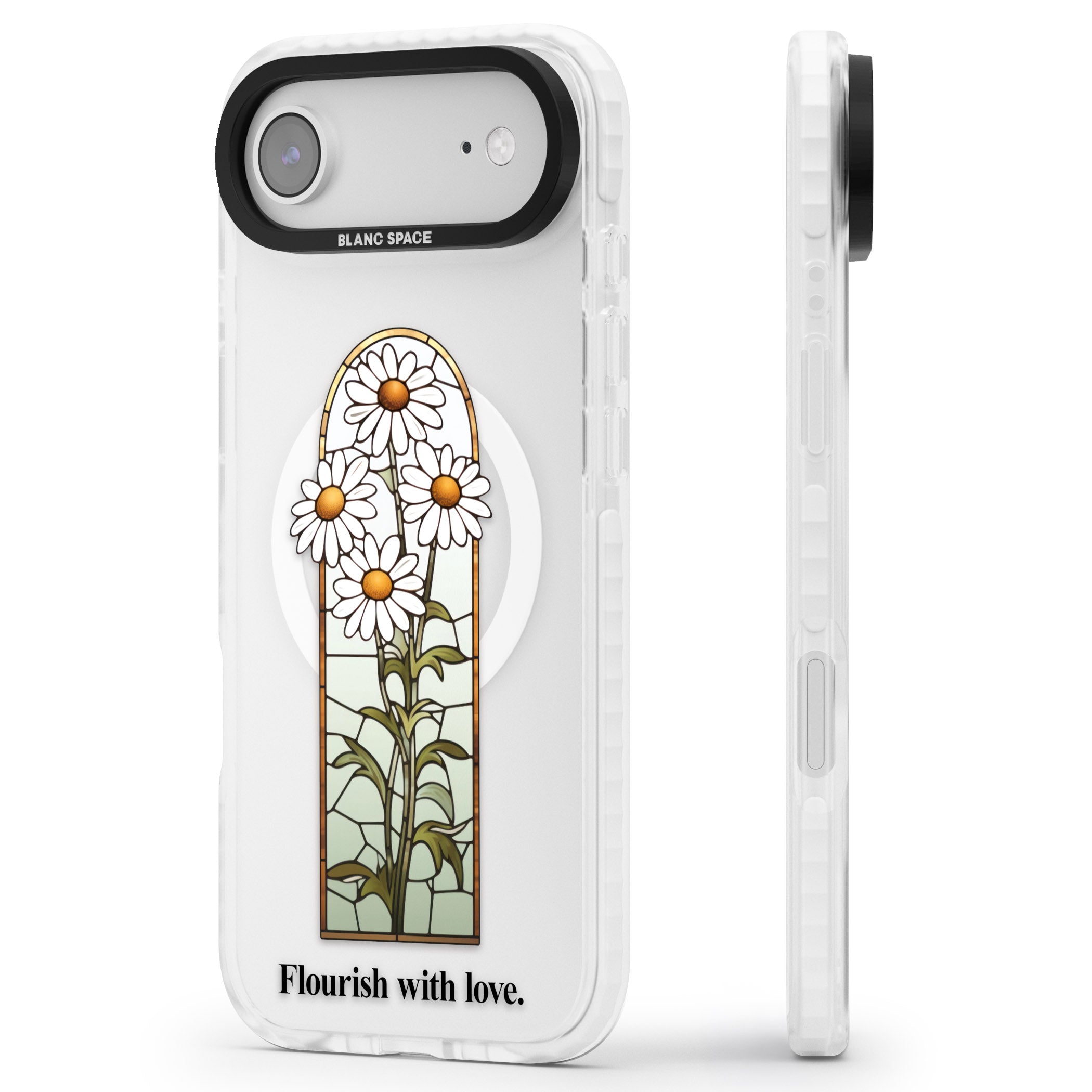 Flourish With Love iPhone 17 Air Impact Pro Clear Phone Case Side Profile