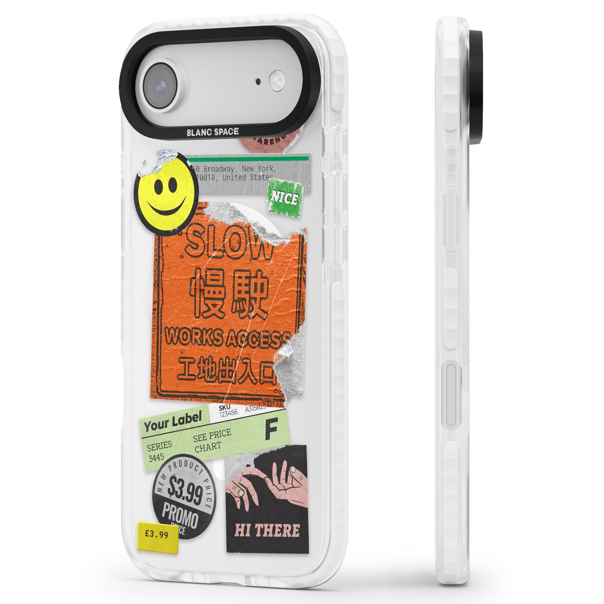 Kanji Signs Sticker Mix iPhone 17 Air Impact Pro Clear Phone Case Side Profile