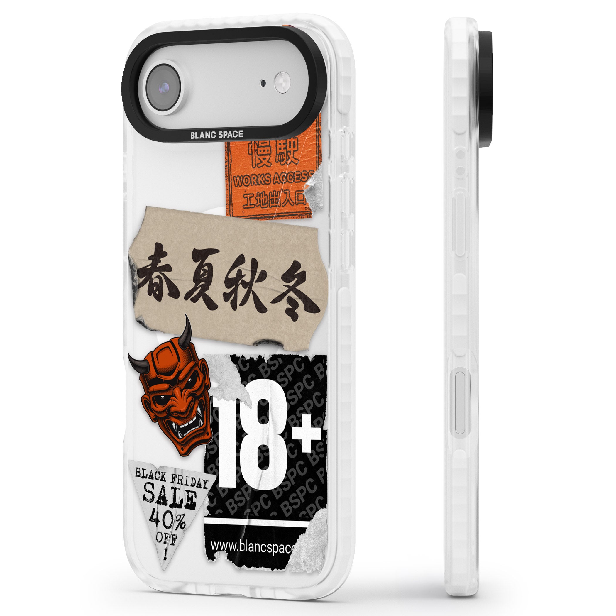 Asian Sticker Mix iPhone 17 Air Impact Pro Clear Phone Case Side Profile