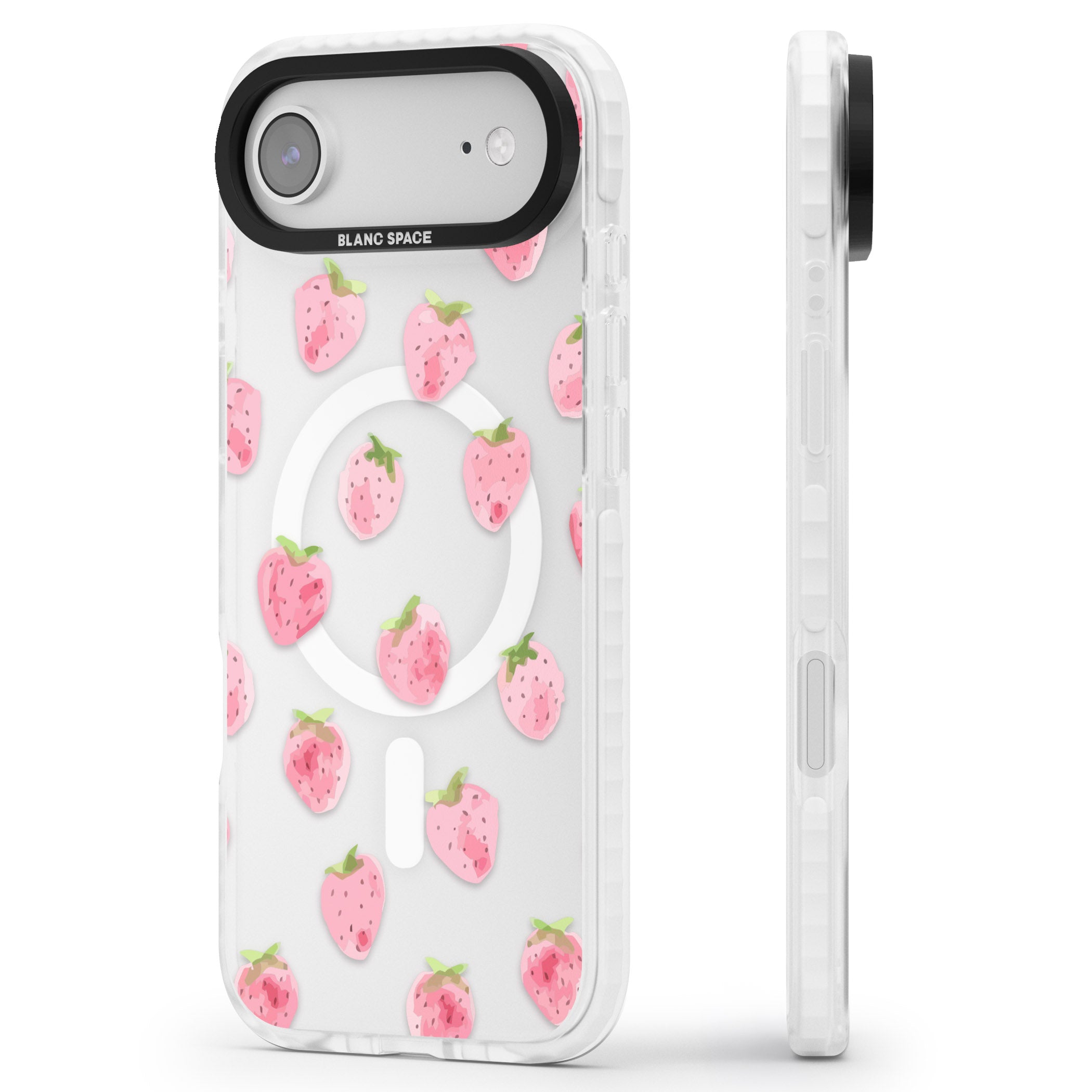 Classic Strawberry iPhone 17 Air Impact Pro Clear Phone Case Side Profile
