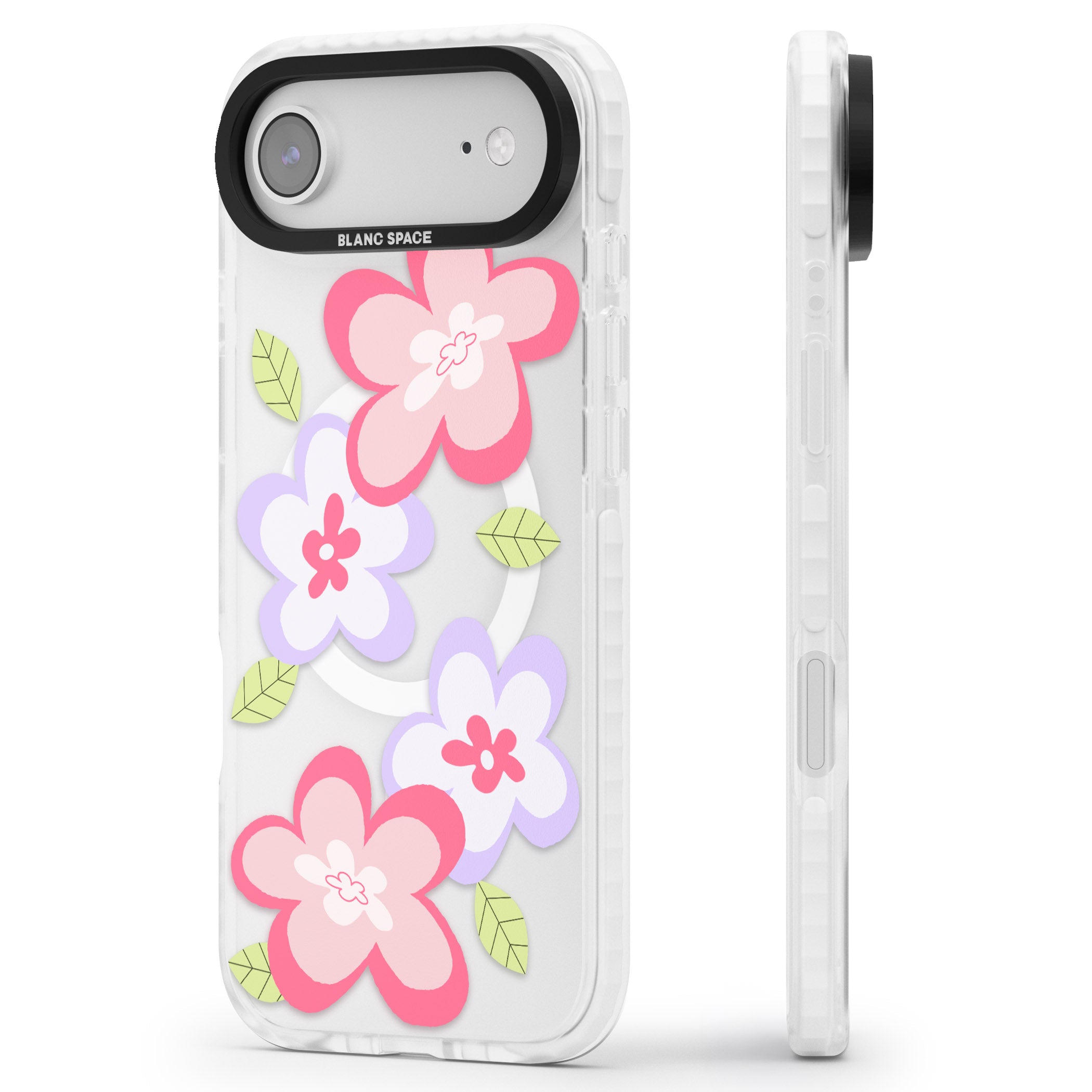 Funky Flowers iPhone 17 Air Impact Pro Clear Phone Case Side Profile