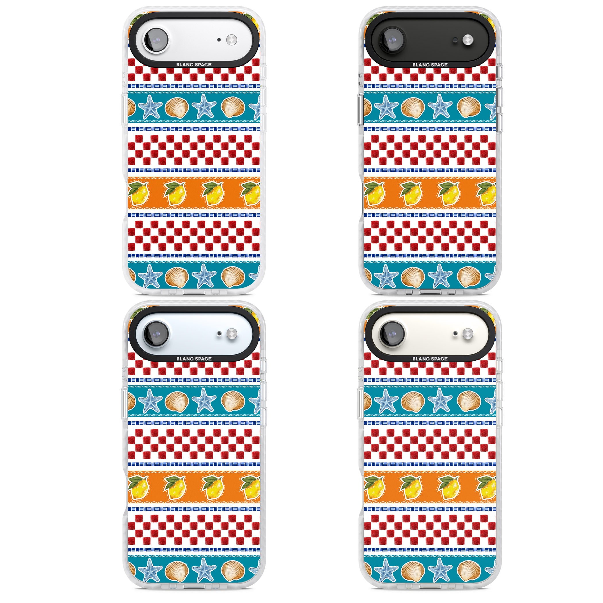 Coastal Italian Check Pattern iPhone 17 Air Impact Pro Clear Phone Case APT Impact Protection