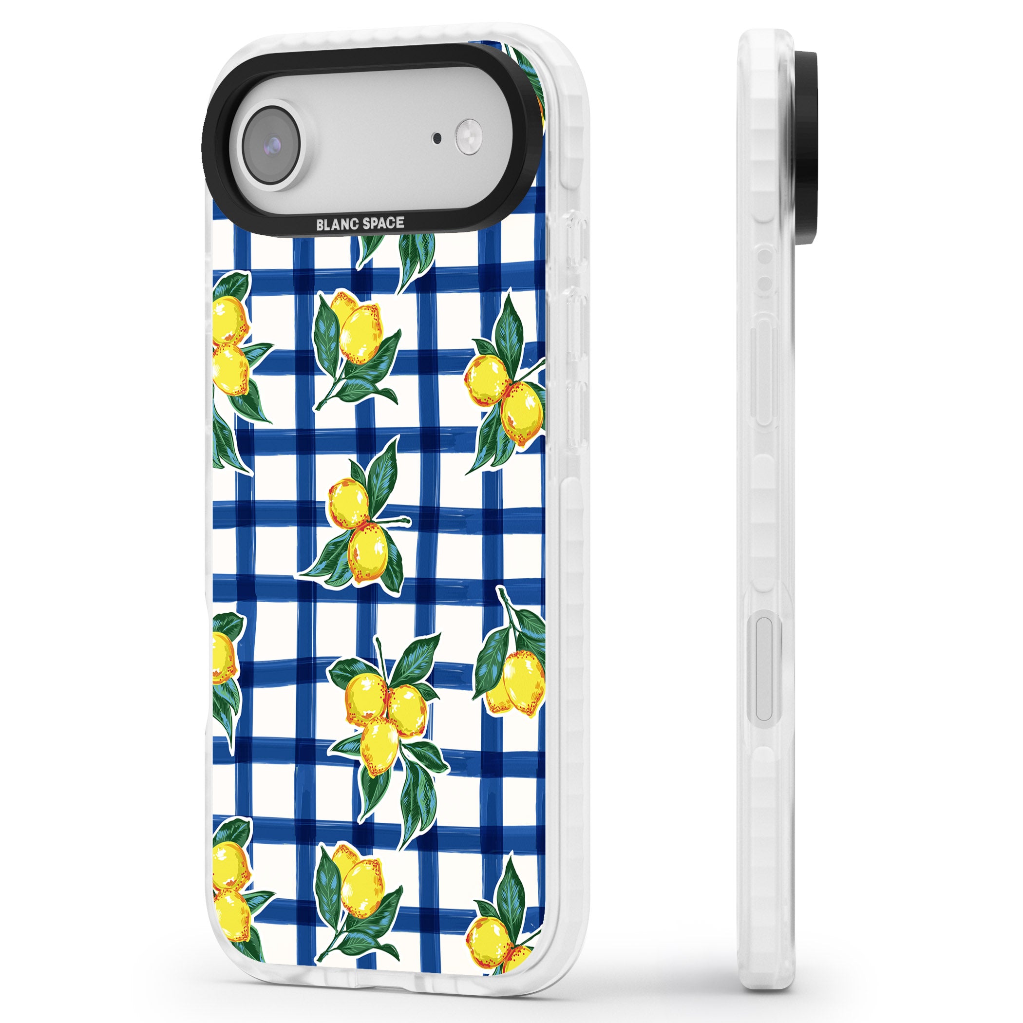 Lemon Gingham iPhone 17 Air Impact Pro Clear Phone Case Side Profile