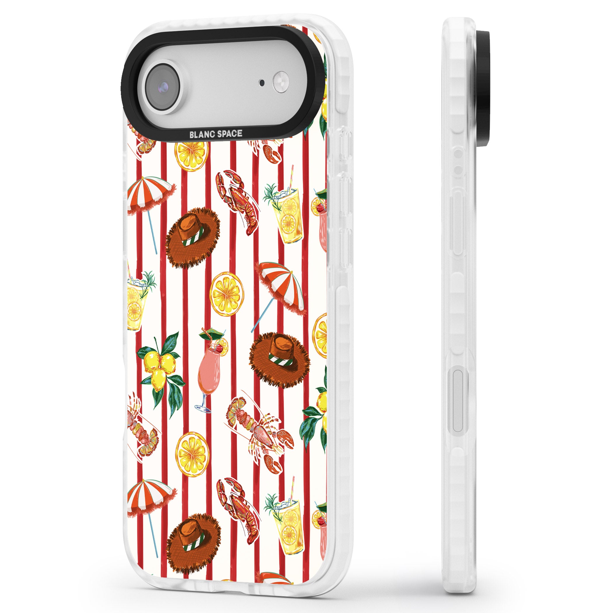 Italian Beach Pattern iPhone 17 Air Impact Pro Clear Phone Case Side Profile