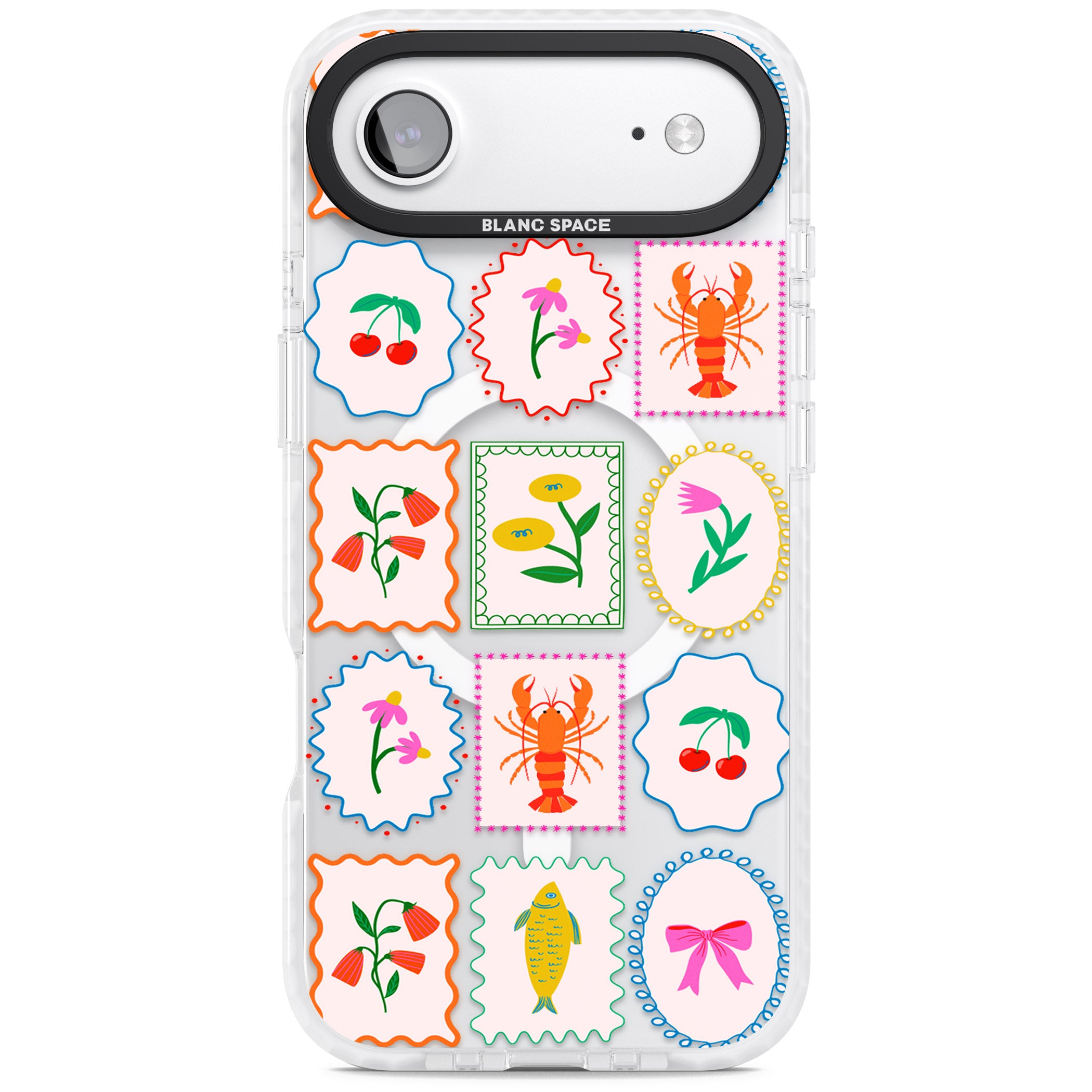 Floral Seafood Stamps iPhone 17 Air Impact Pro Clear Phone Case