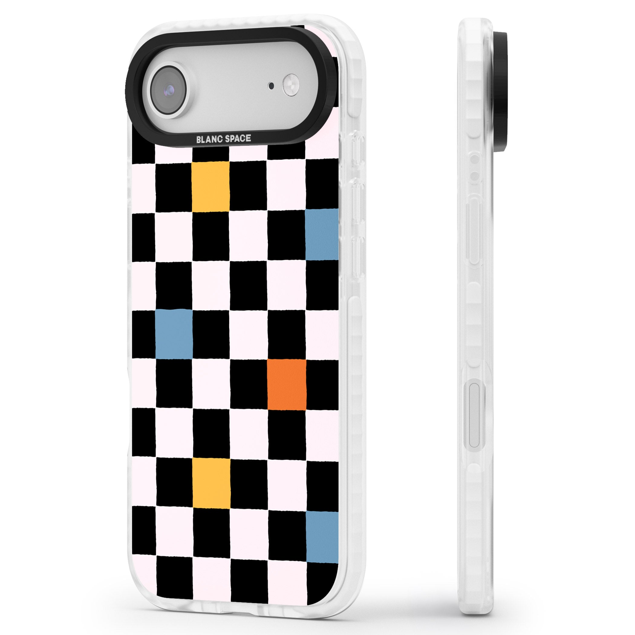 Vibrant Retro Checkered iPhone 17 Air Impact Pro Clear Phone Case Side Profile