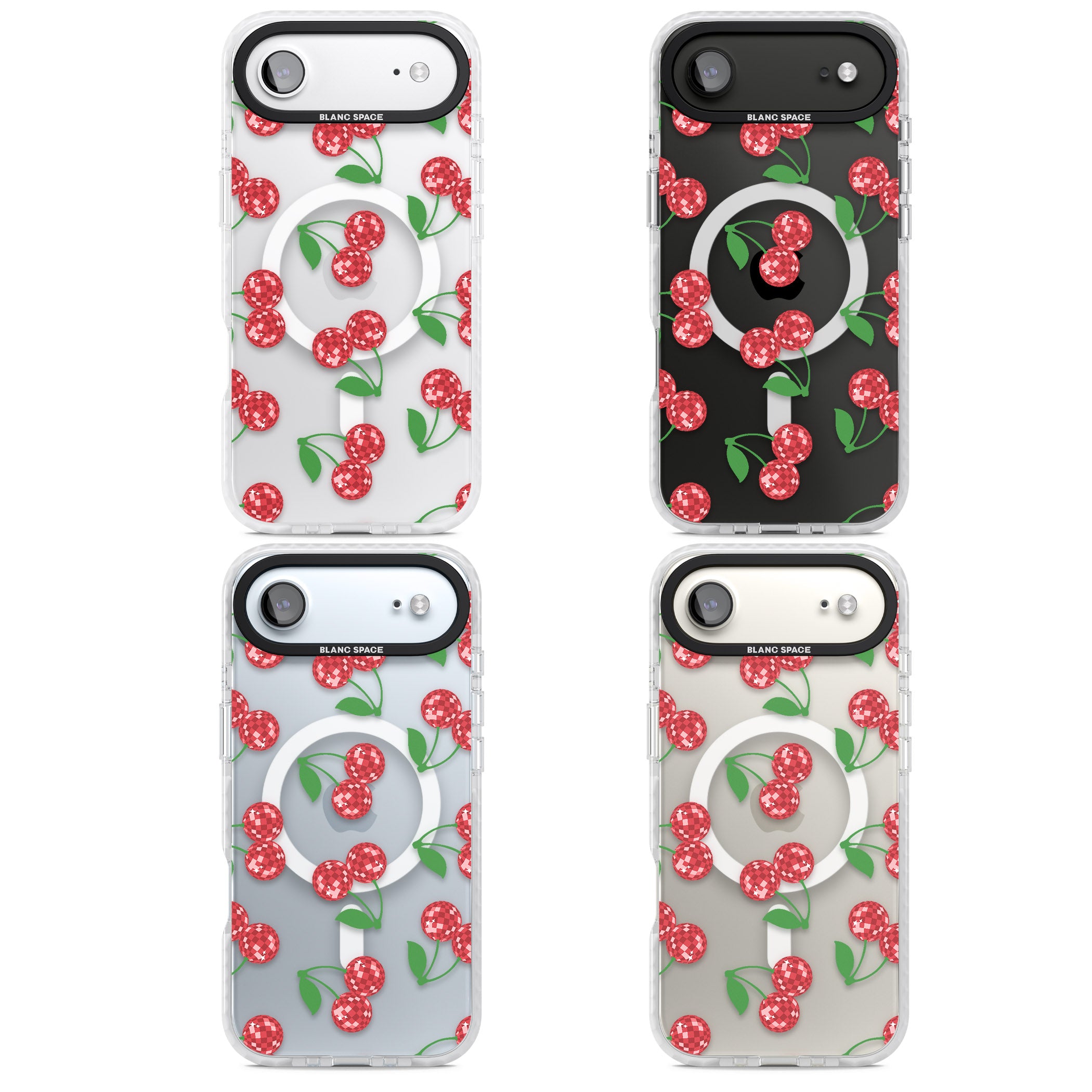 Disco Cherry Pattern iPhone 17 Air Impact Pro Clear Phone Case APT Impact Protection