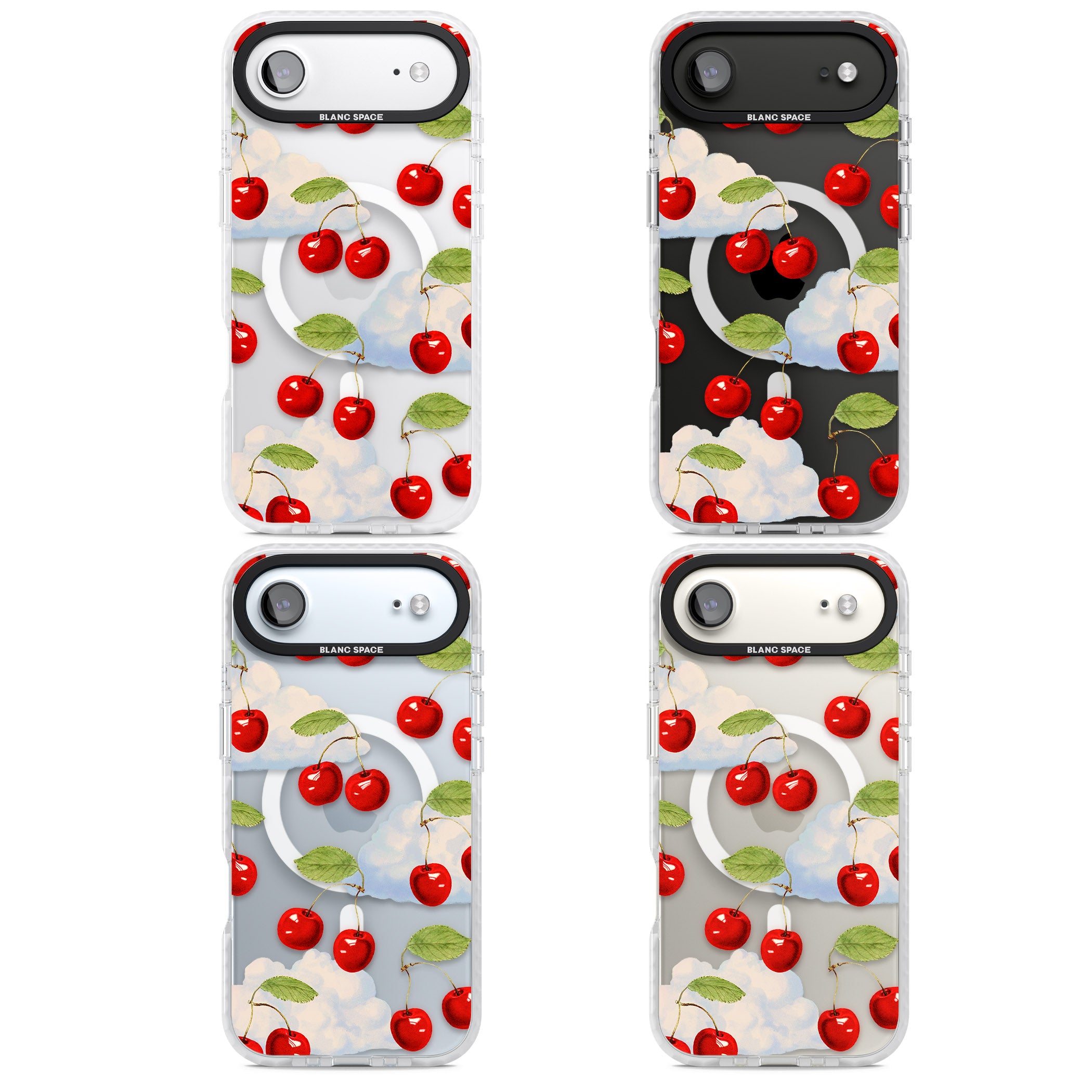 Vintage Cherries & Clouds iPhone 17 Air Impact Pro Clear Phone Case APT Impact Protection